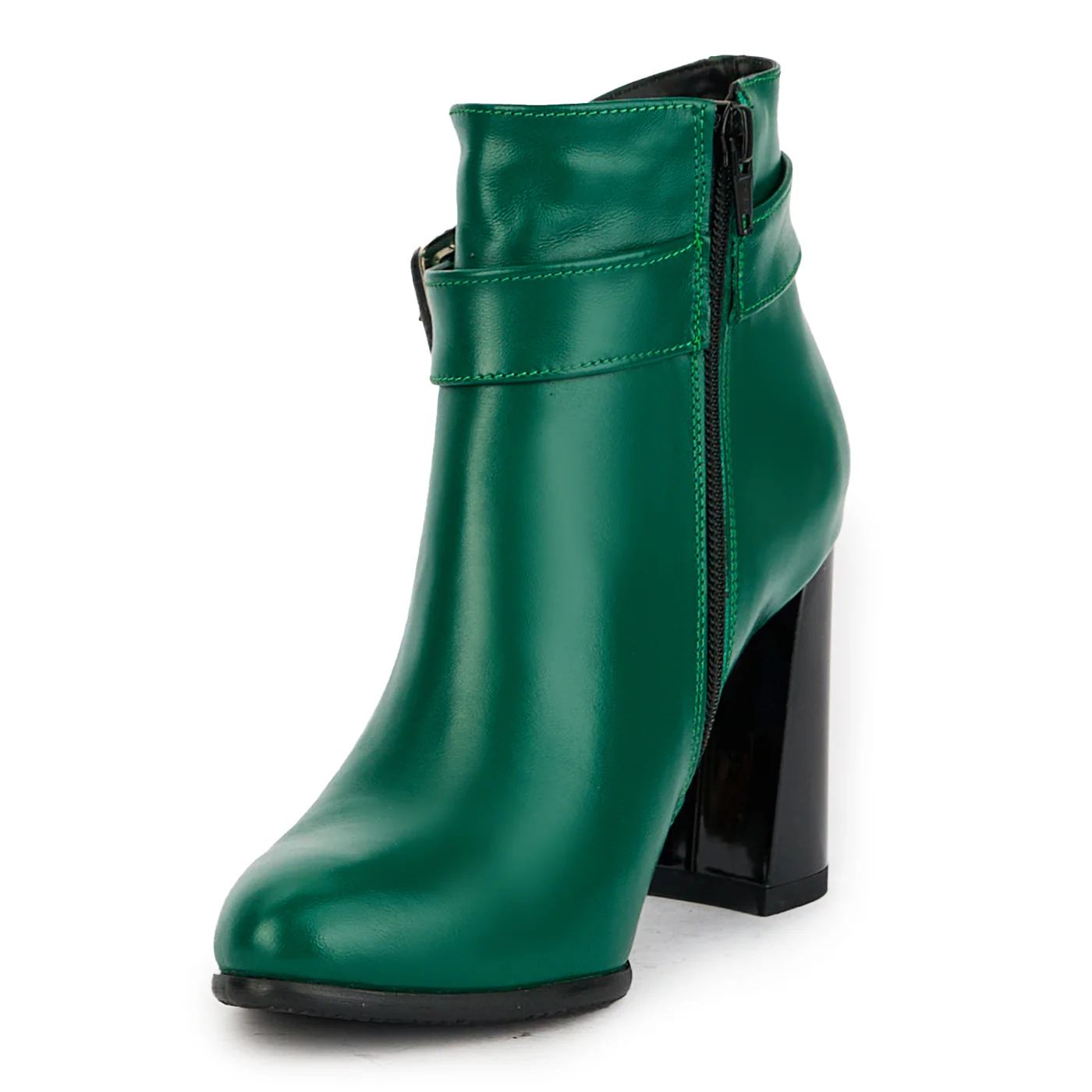 Botine dama din piele naturala verde cu toc gros 9 cm 17356 - Image 3