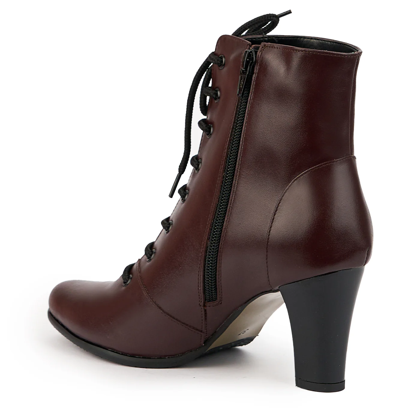 Botine dama din piele naturala visinie cu toc gros 7.5 cm 14725 - Image 2