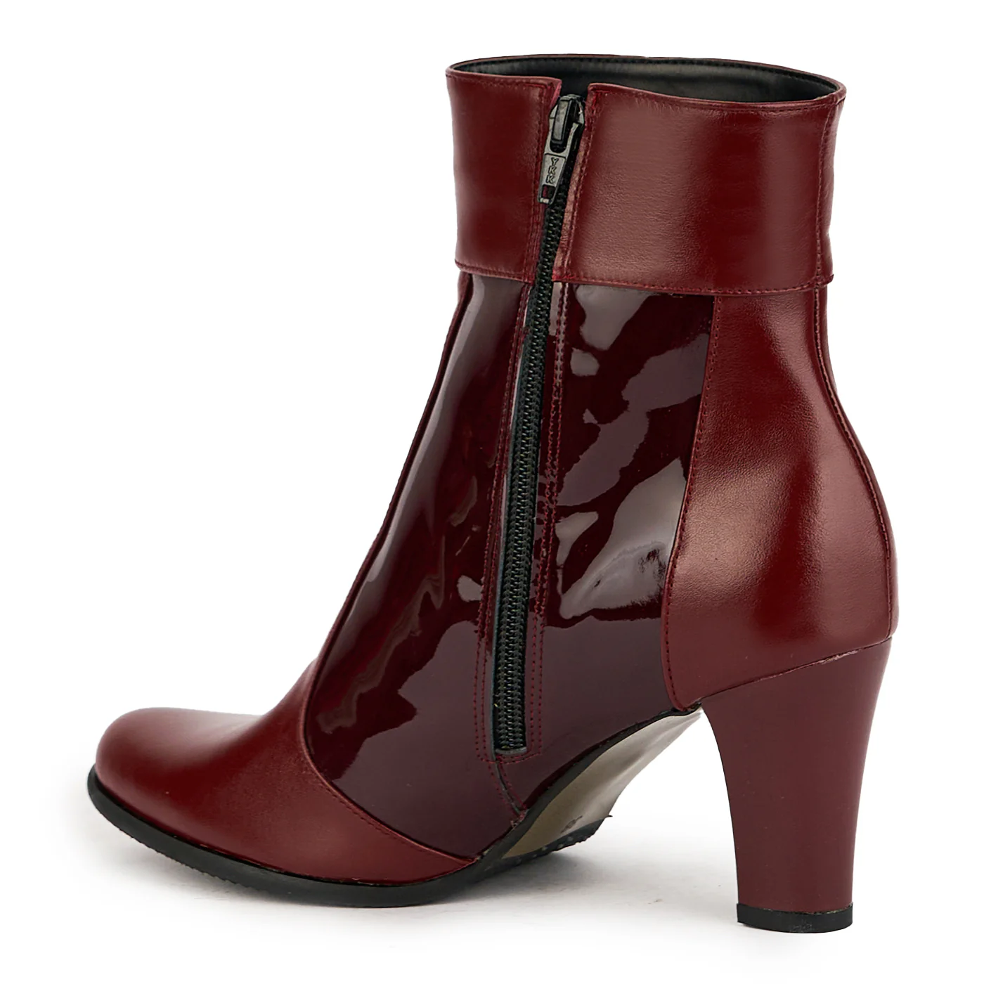 Botine dama din piele naturala visinie cu toc gros 7.5 cm 17344 - Image 2