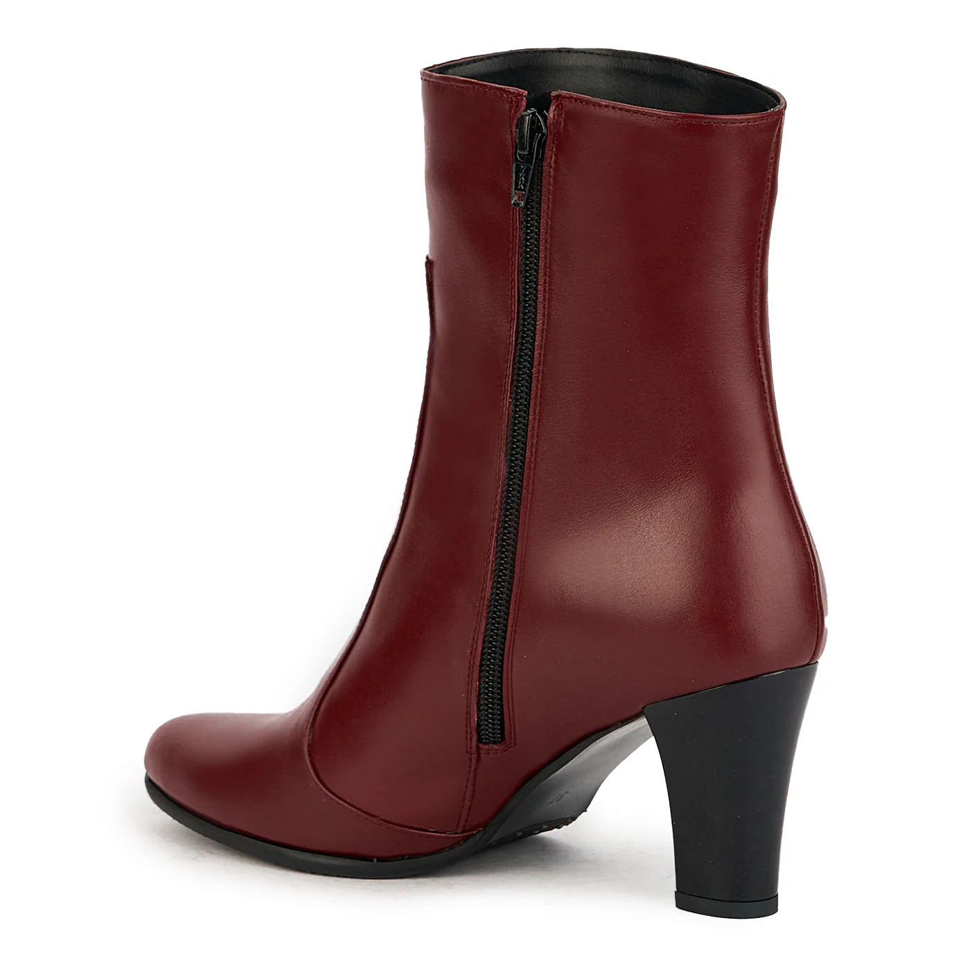 Botine dama din piele naturala visinie cu toc gros 7.5 cm 17345 - Image 2