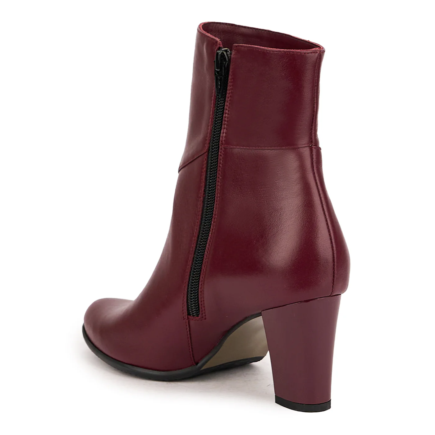 Botine dama din piele naturala visinie cu toc gros 7 cm 16801 - Image 2