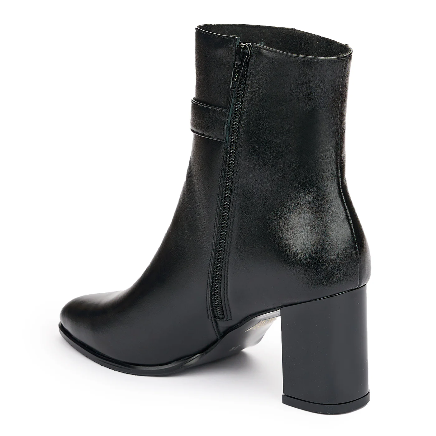 Botine Dama Negre cu Toc Gros 8 Cm din Piele Naturala 12070 - Image 2