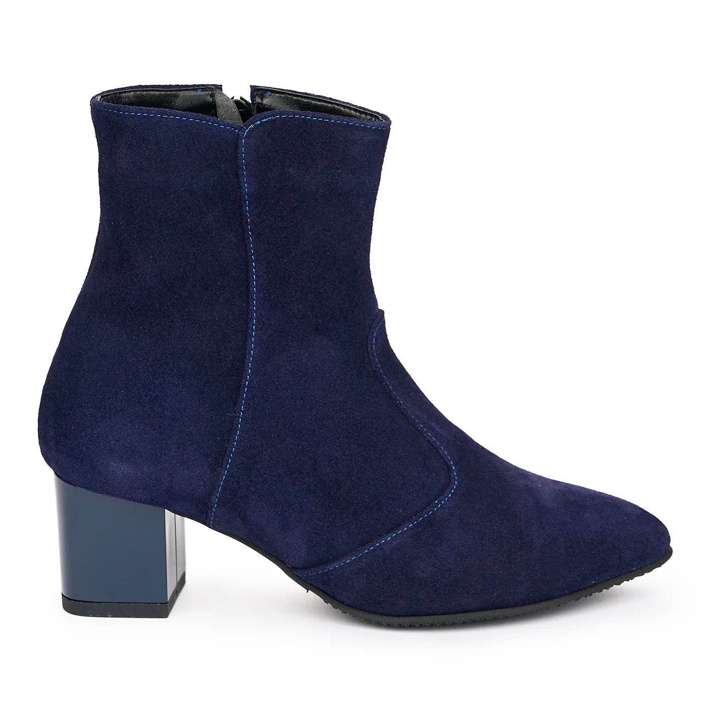 Botine Dama Piele cu Toc Bleumarin 6495