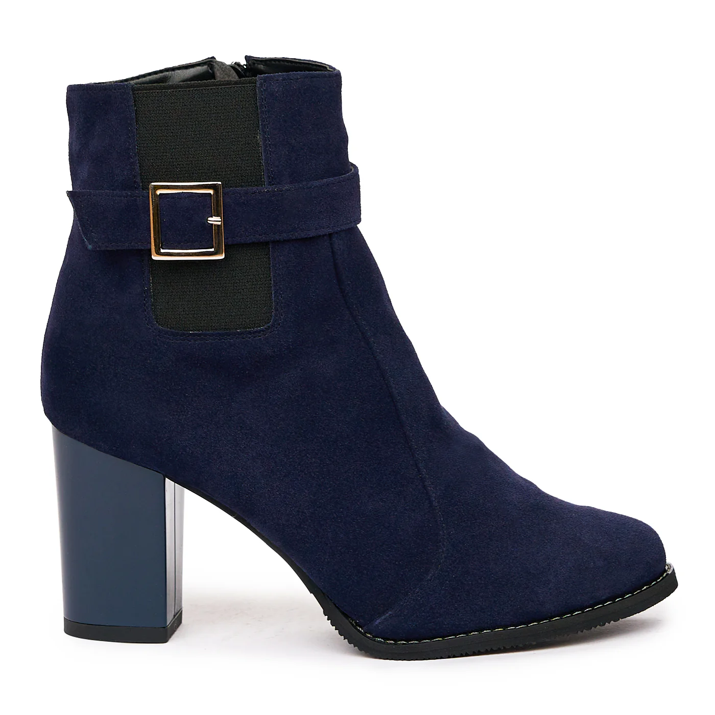 Botine Dama Piele cu Toc Gros Bleumarin 6786