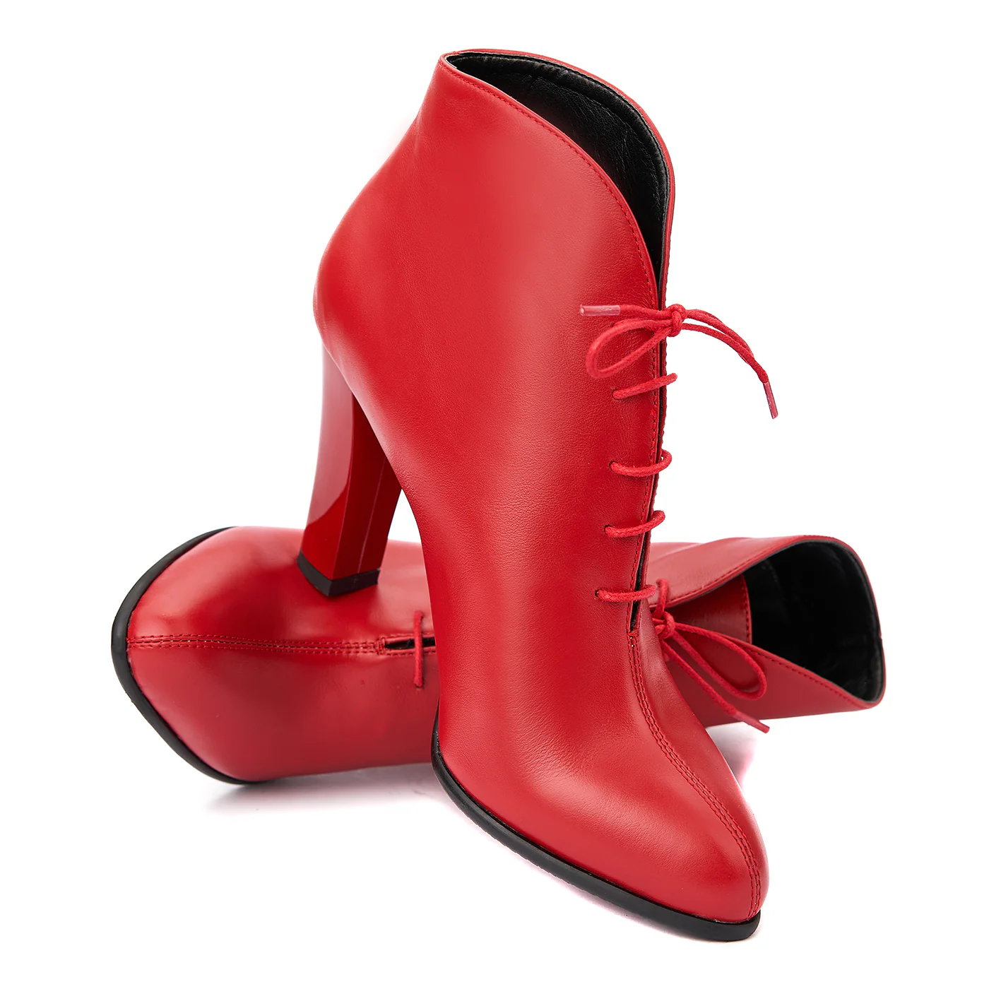 Botine dama rosii din piele naturala 6289 - Image 4
