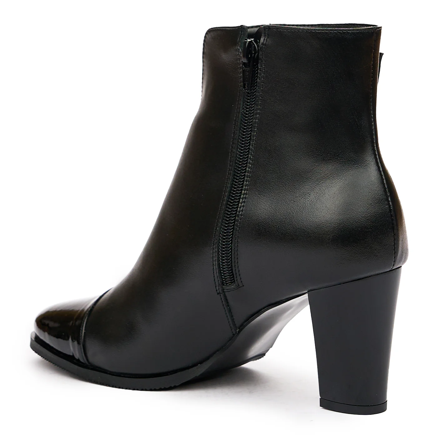 Botine Dama Toc 7 Cm din Piele Naturala Neagra 6652 - Image 3
