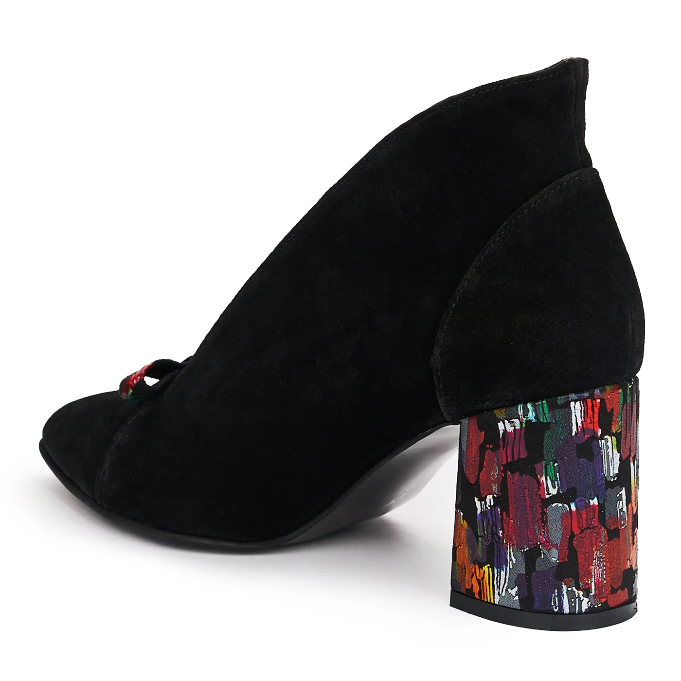 Botine Dama Velur Toc 7.5 Cm din Piele Naturala Neagra 12537 - Image 2
