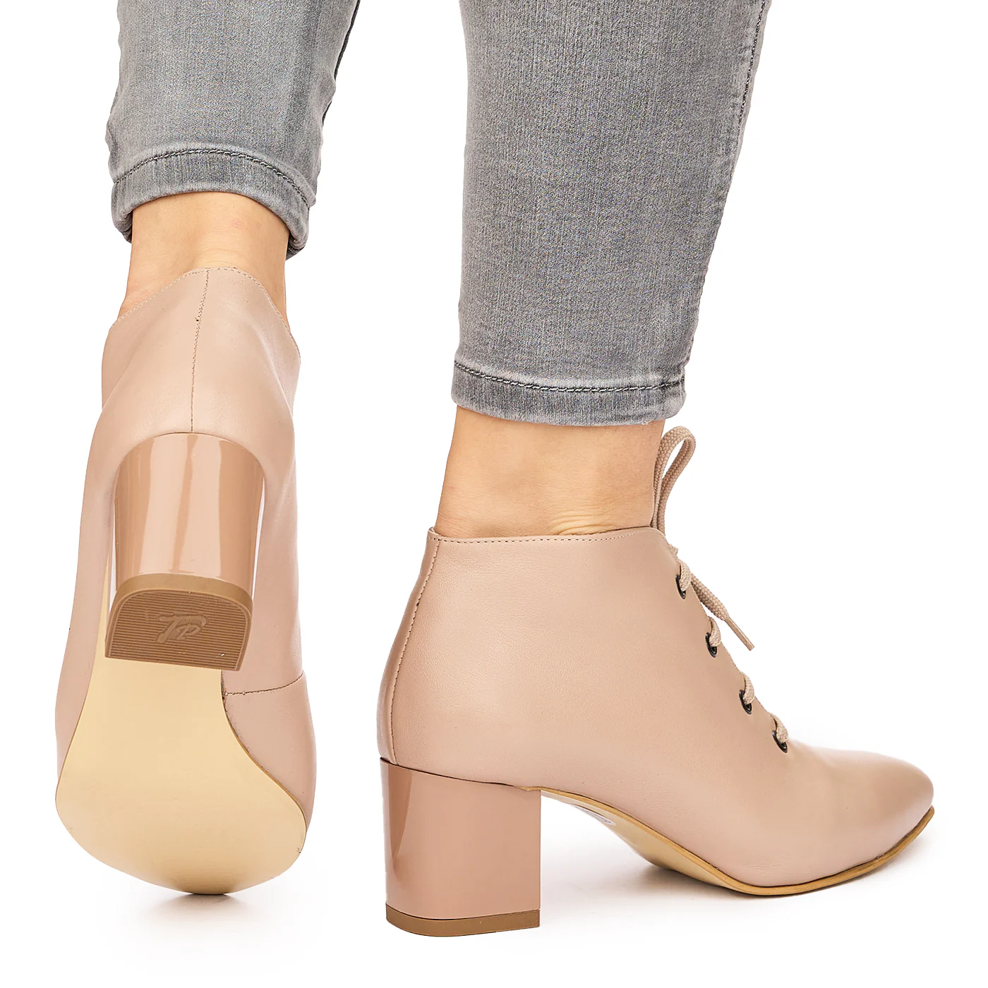 Botine din piele naturala bej 6475 - Image 4