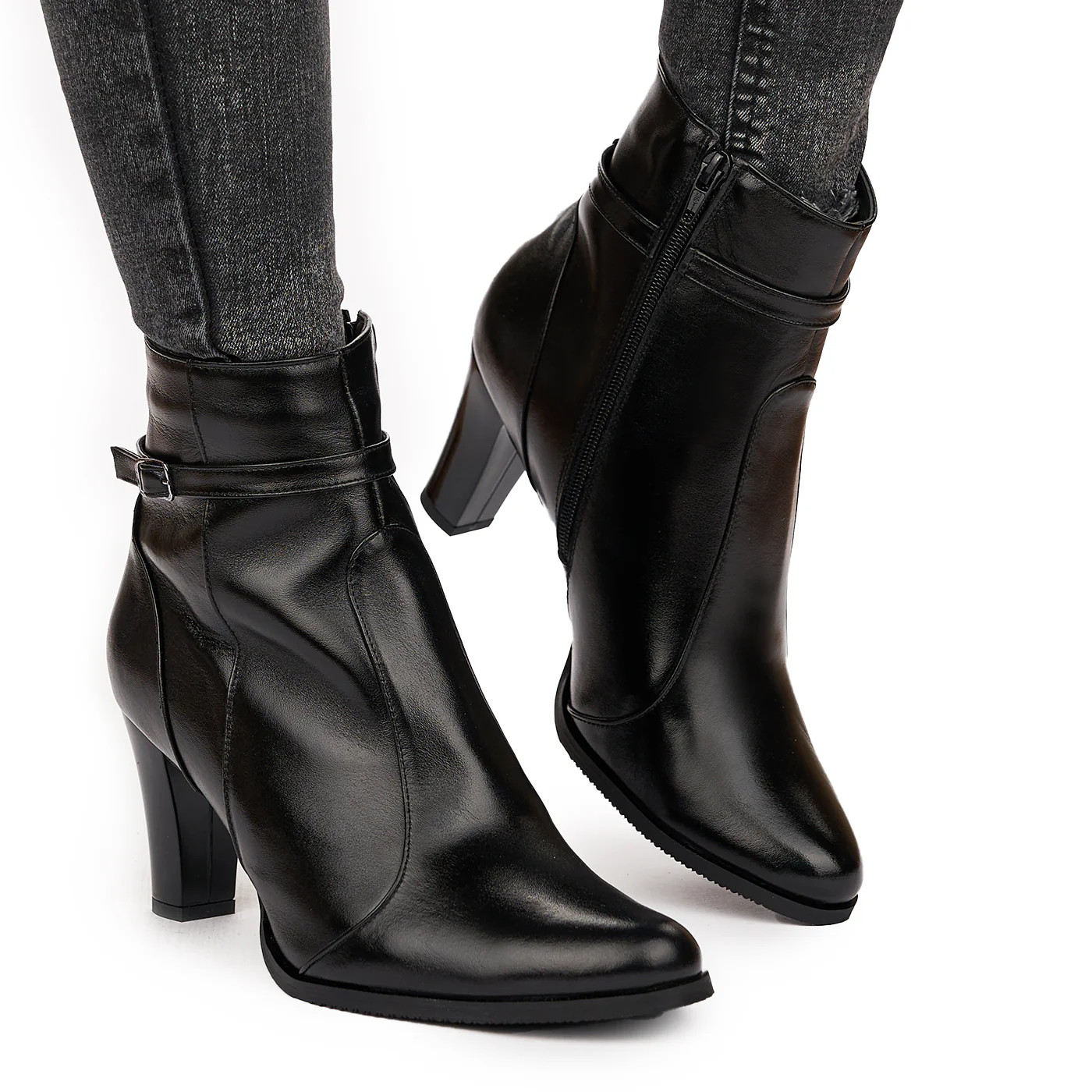 Botine din piele naturala neagra 6332 - Image 2