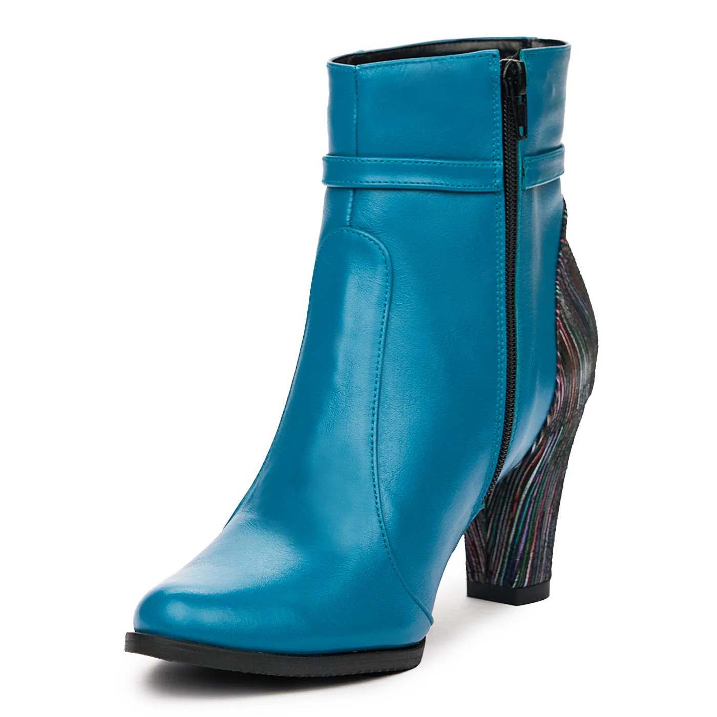 Botine elegante albastre din piele naturala 6615 - Image 4