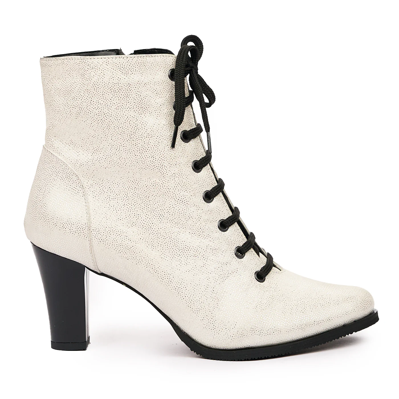 Botine elegante albe din piele naturala 6616