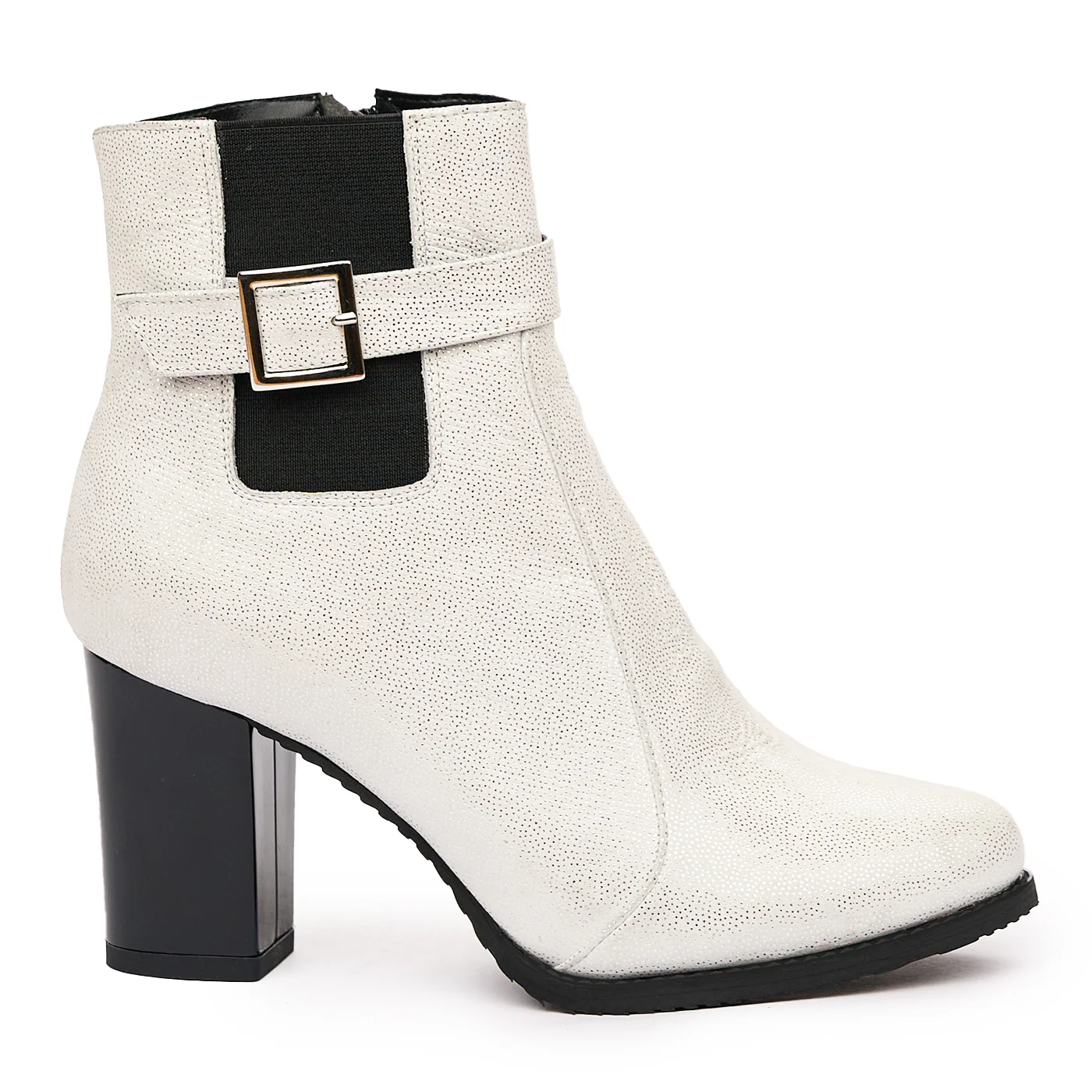Botine elegante albe din piele naturala 6619