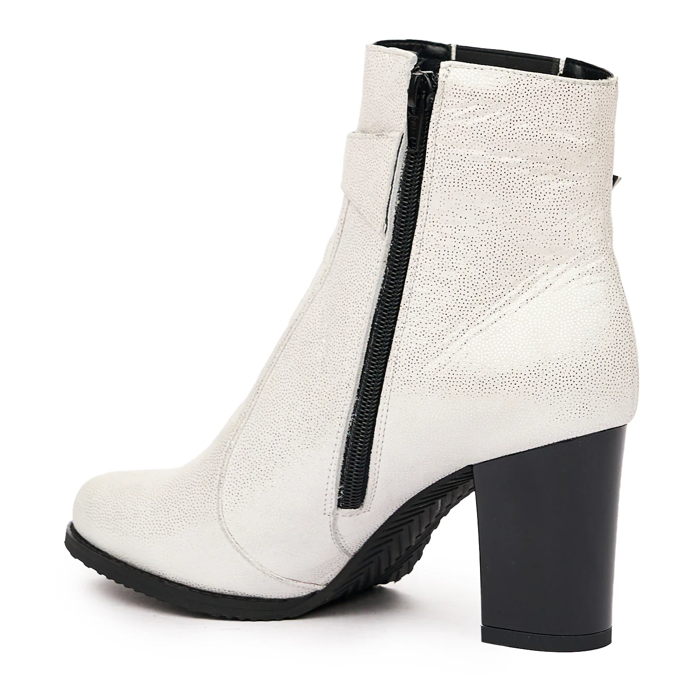 Botine elegante albe din piele naturala 6619 - Image 3