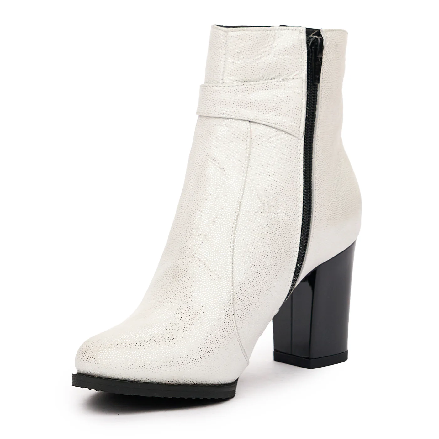 Botine elegante albe din piele naturala 6619 - Image 4