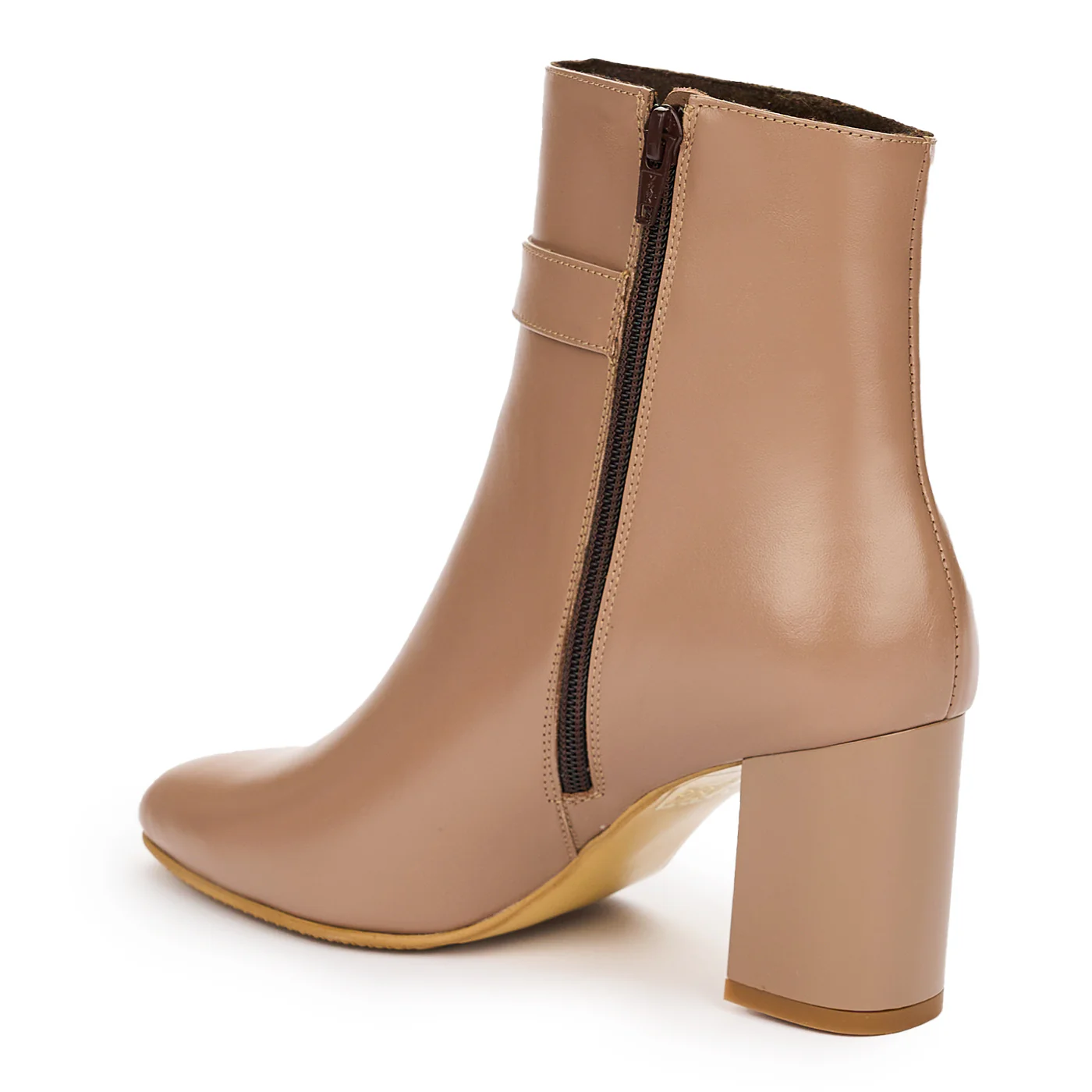 Botine Elegante Bej Dama Toc 7.5 Cm din Piele Naturala 12373 - Image 2