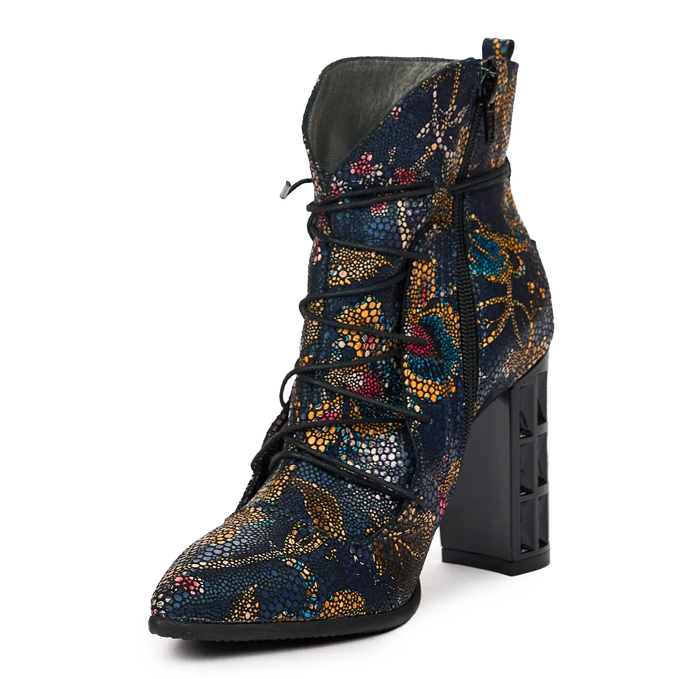 Botine elegante din piele naturala multicolora 6589 - Image 4