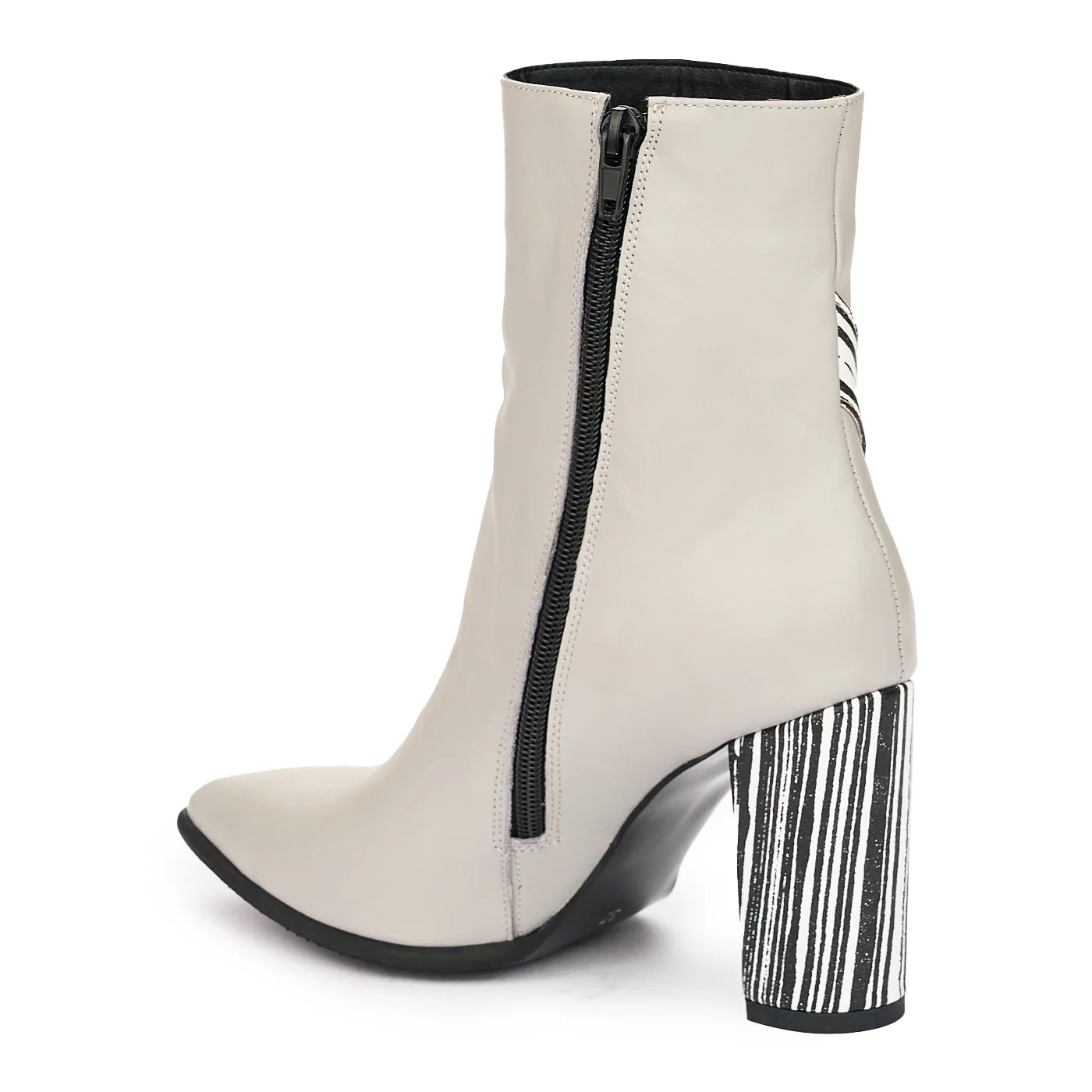 Botine Gri Dama Toc 9 Cm din Piele Naturala 12292 - Image 2
