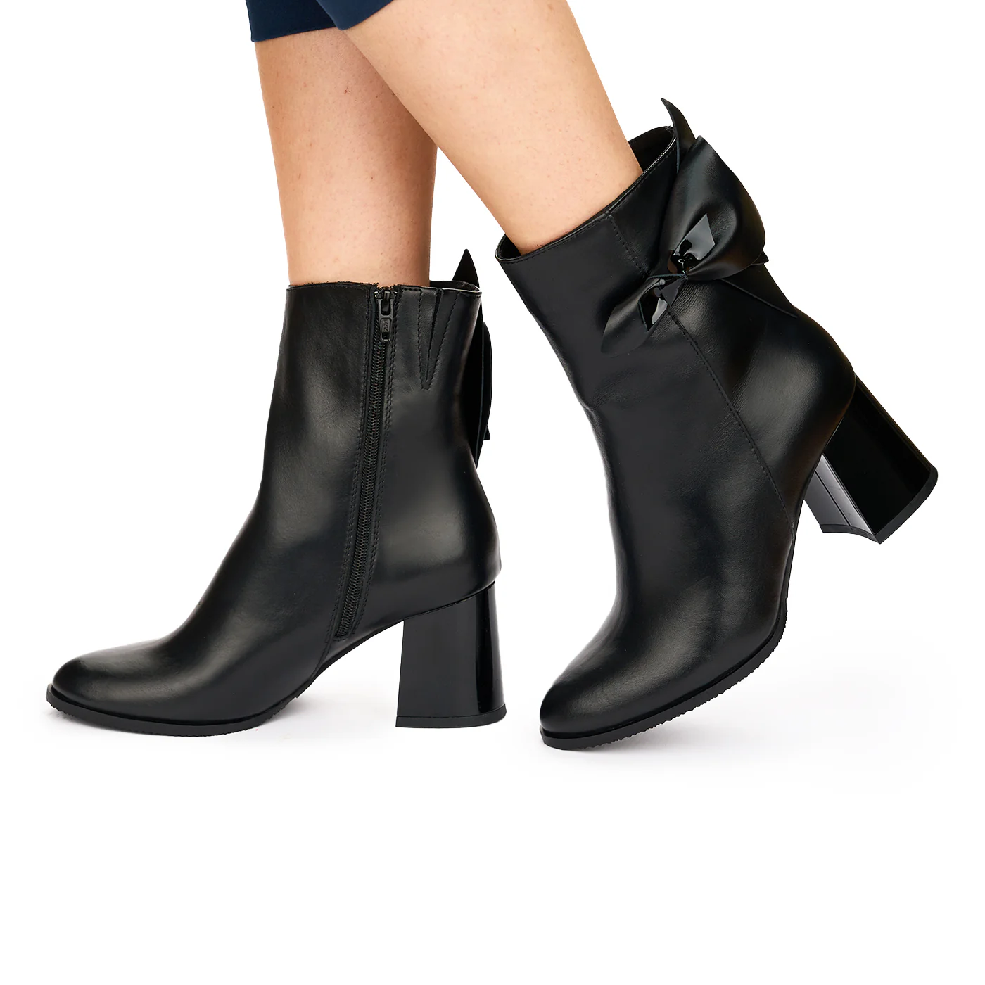 Botine Negre Botine cu Toc 7 Cm din Piele Naturala 10847 - Image 3