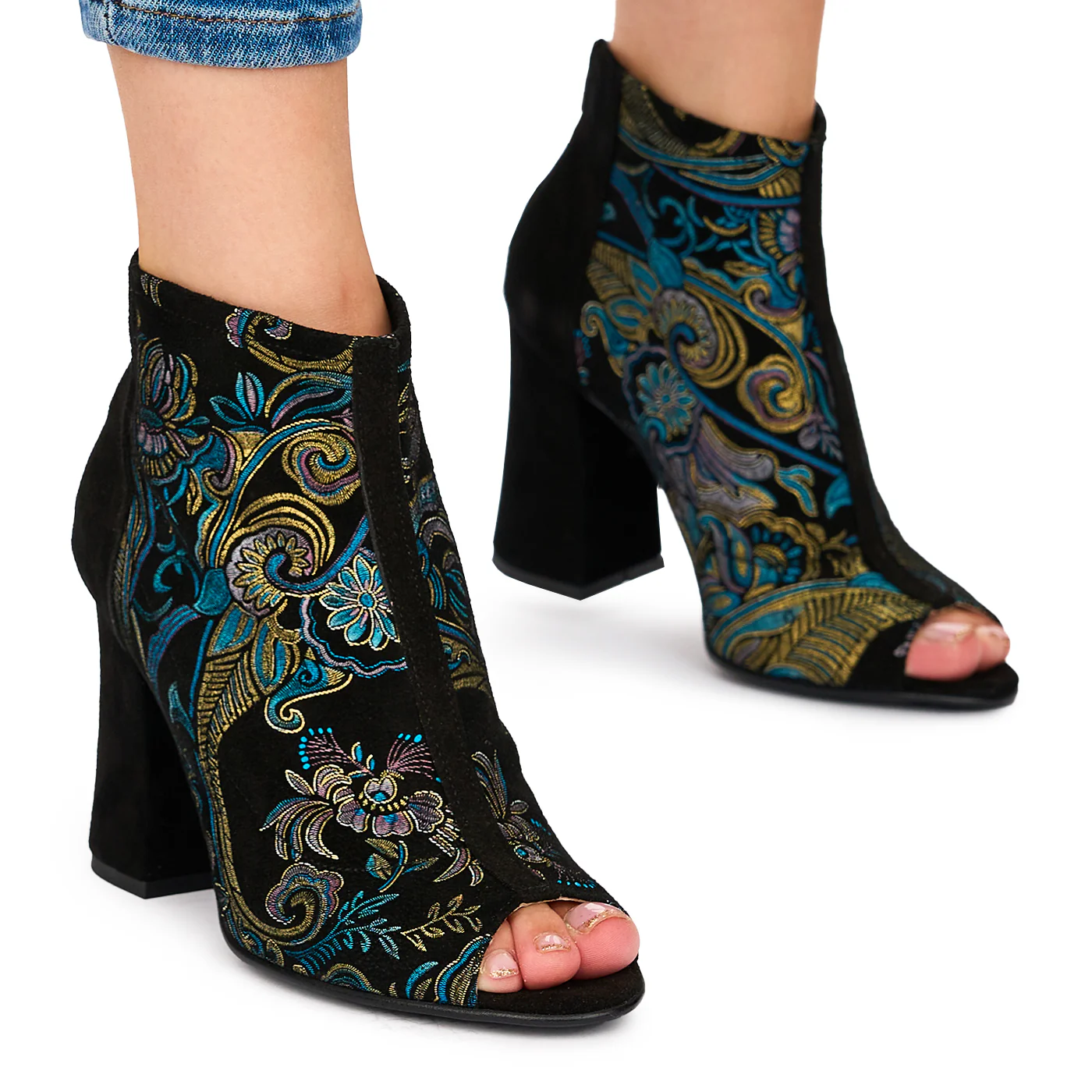 Botine Negre cu Toc 9.5 Cm din Piele Naturala 10624 - Image 2