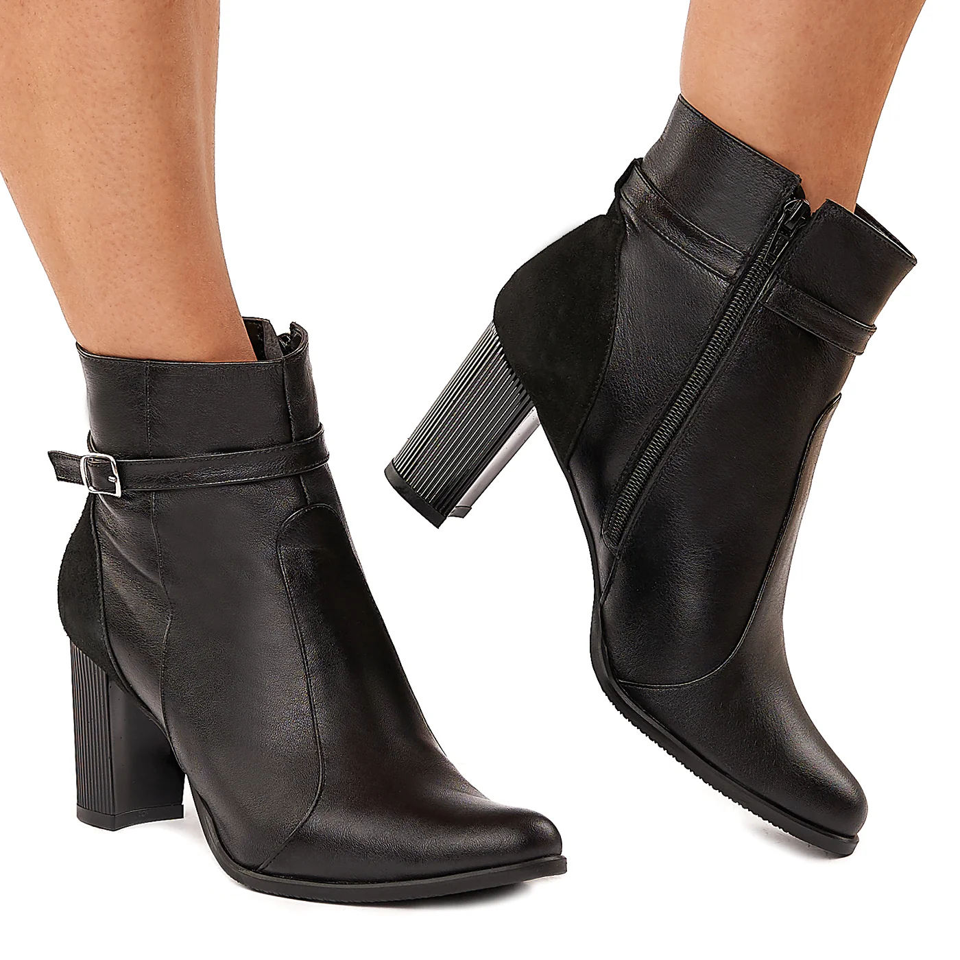 Botine negre din piele naturala 6012 - Image 2