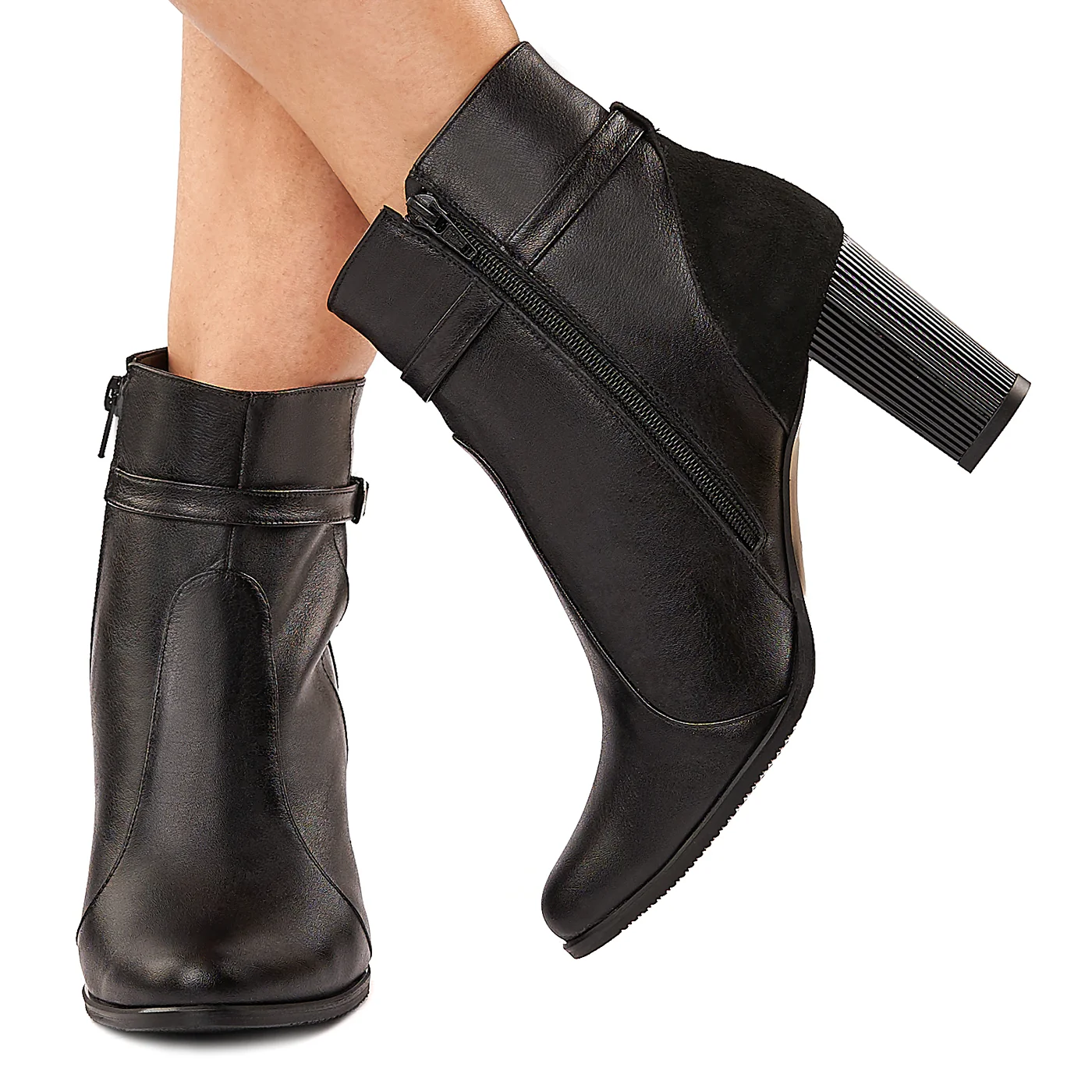 Botine negre din piele naturala 6012 - Image 3