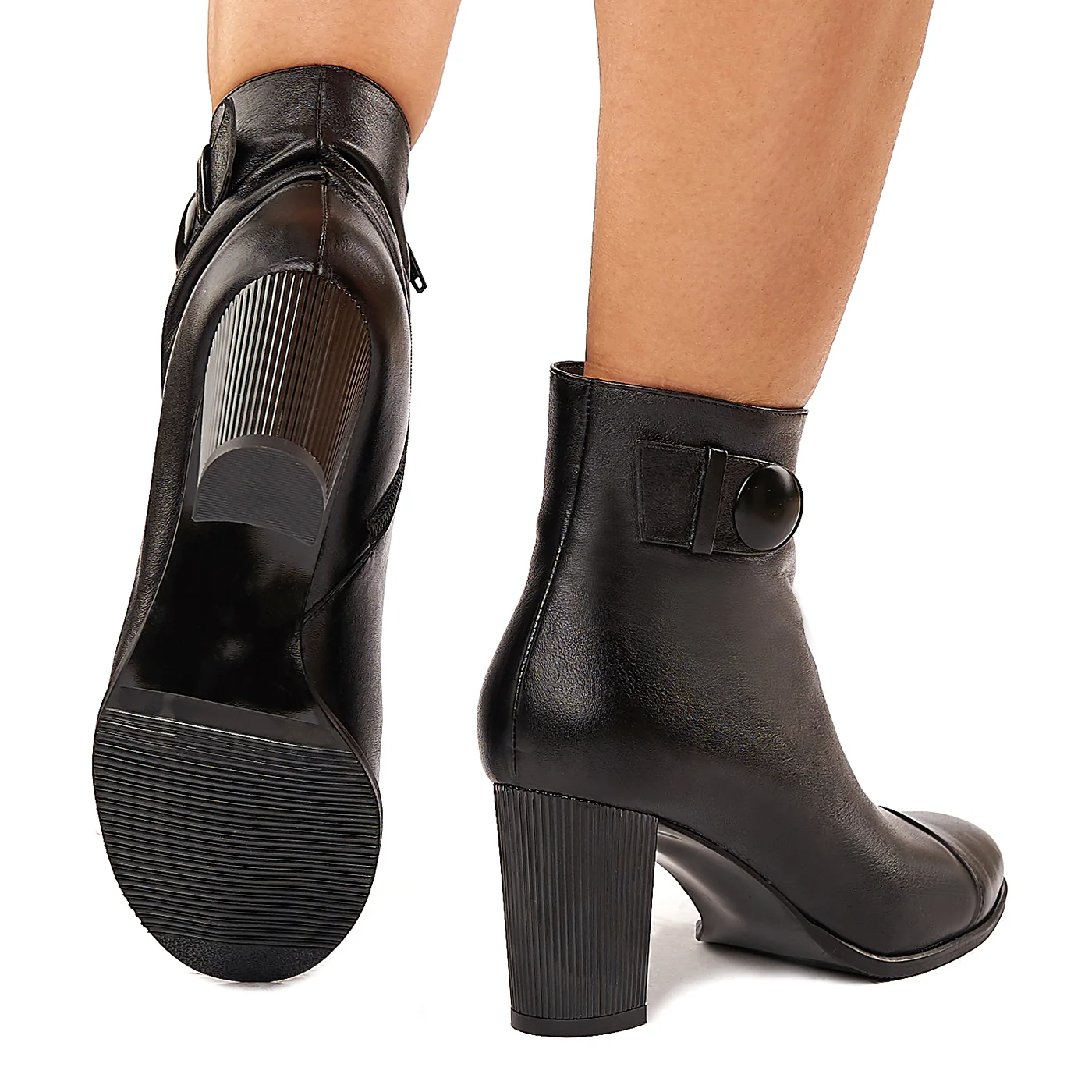 Botine negre din piele naturala 6025 - Image 4