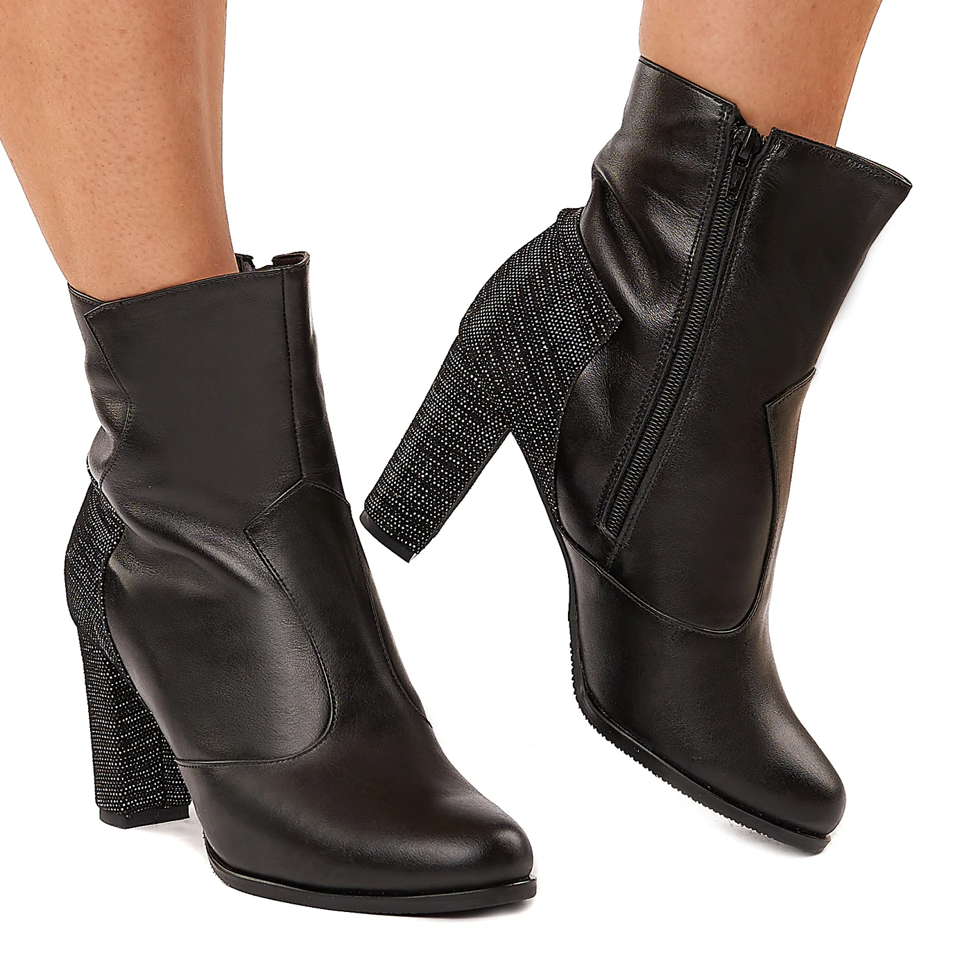 Botine negre din piele naturala 6032 - Image 2
