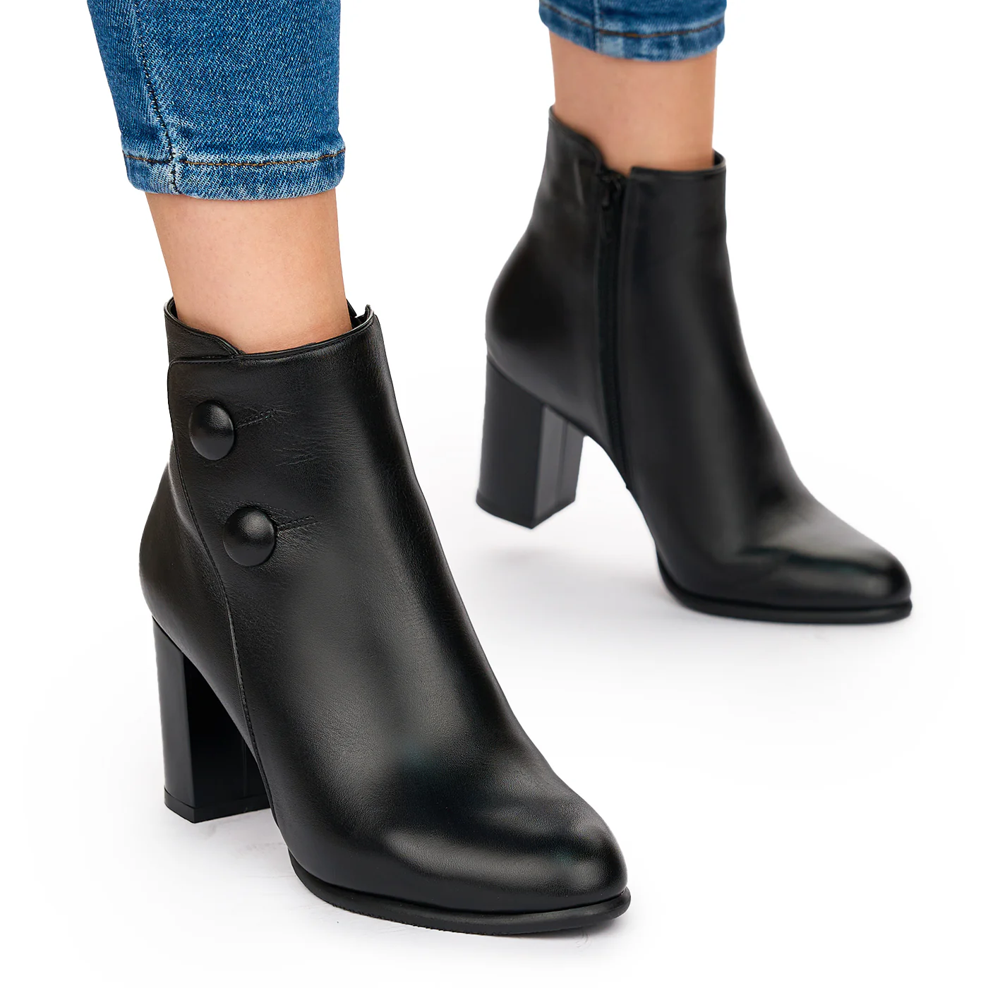 Botine Negre Piele Dama Toc 8 Cm 10594 - Image 2