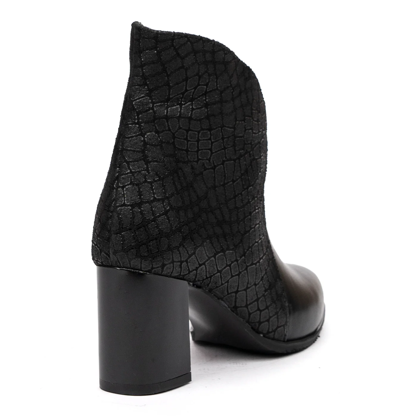 Botine Negre Toc Gros 7 Cm din Piele Naturala 9857 - Image 2