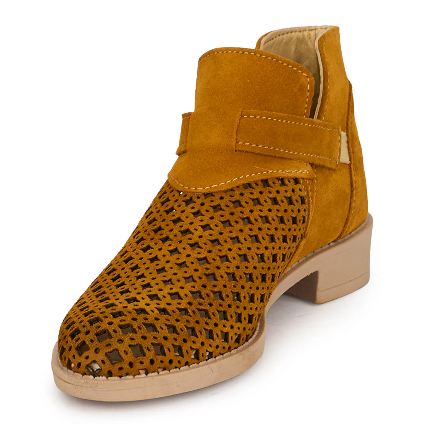 Botine perforate din piele naturala portocalie 19918 - Image 3
