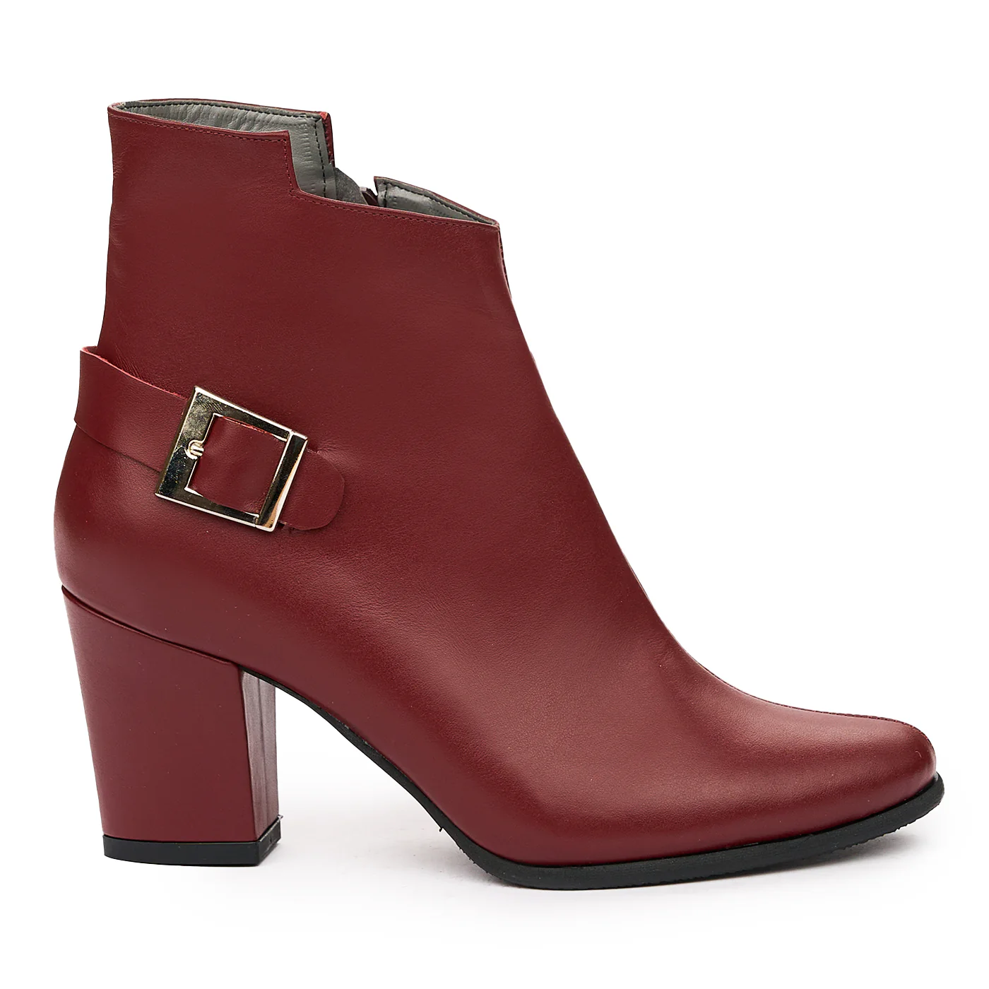Botine Piele Dama Elegante Toc 7.5 Cm Grena 6570