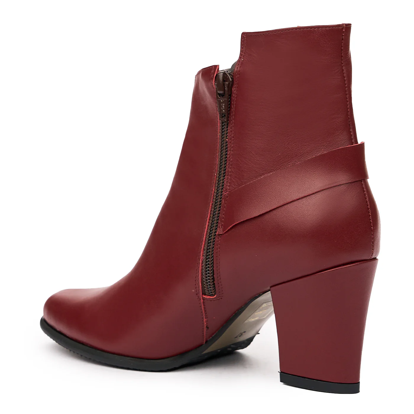 Botine Piele Dama Elegante Toc 7.5 Cm Grena 6570 - Image 3