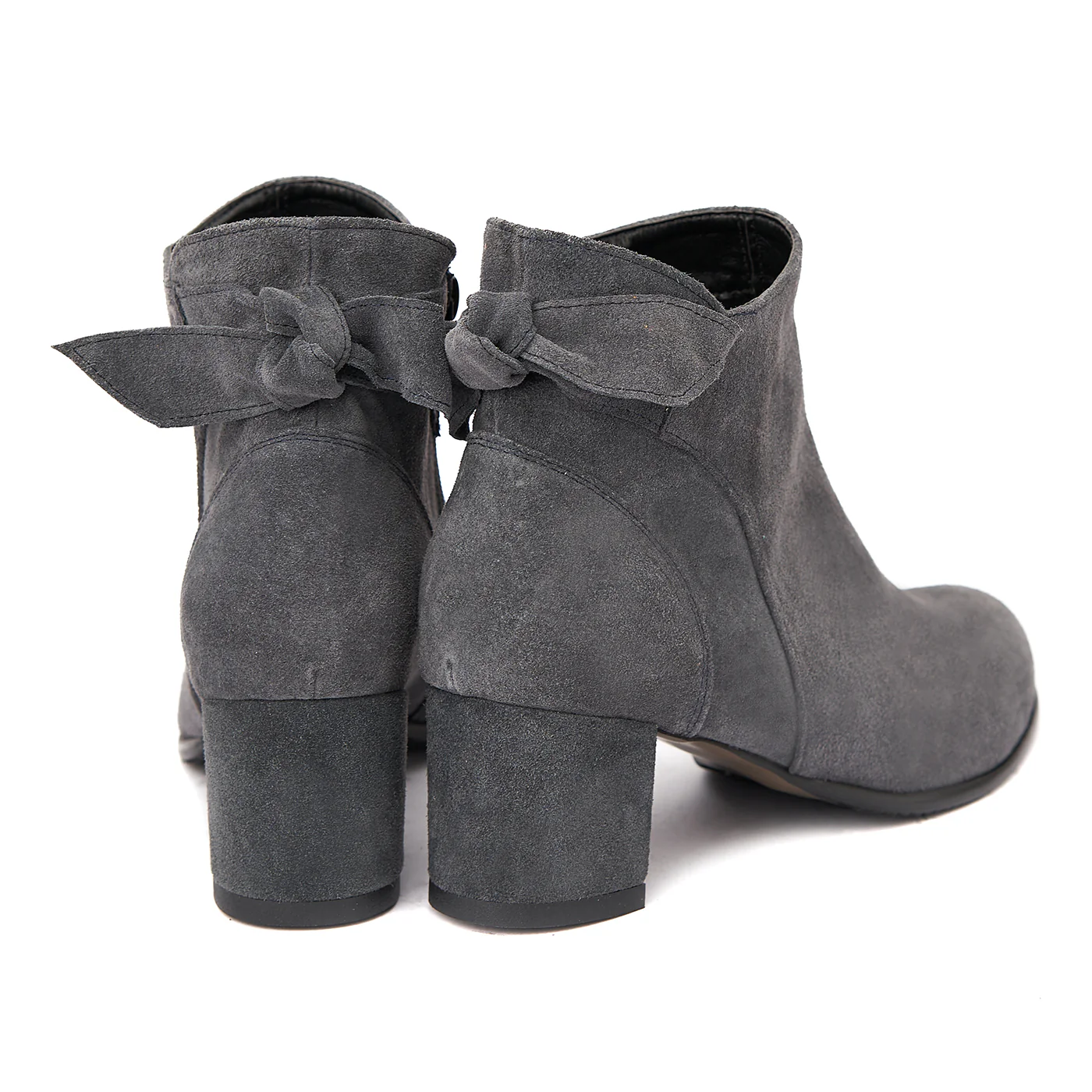Botine Piele Toc Gros 6 Cm din Piele Naturala Gri 6309 - Image 2