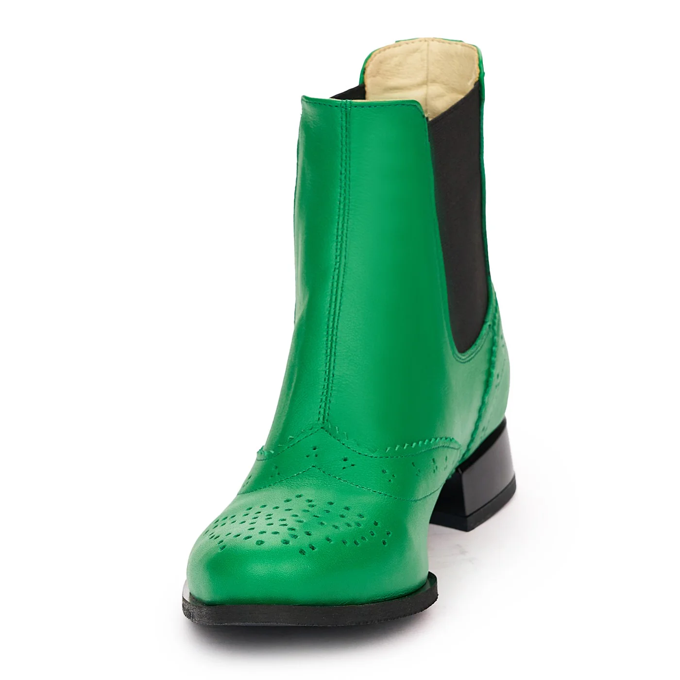 Botine Piele Verzi Dama cu Toc din Piele Naturala 12412 - Image 3