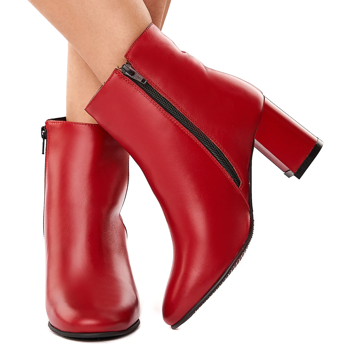 Botine Rosii Dama Piele Naturala Toc 7 Cm 3464 - Image 3