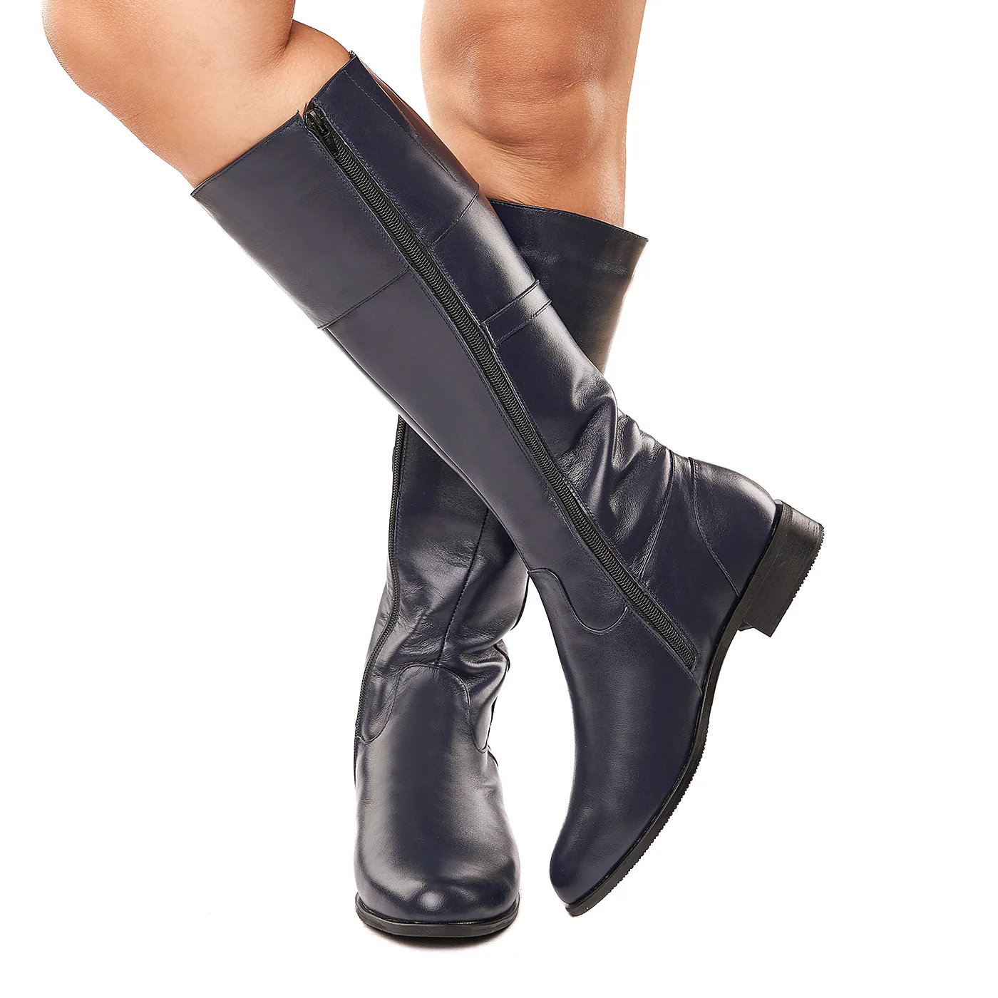 Cizme Bleumarin de Piele Toc 4 Cm 6153 - Image 3