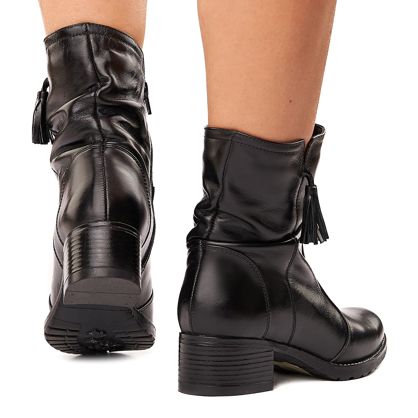 Cizme cu Toc Piele Naturala Culoare Negru 3507 - Image 4