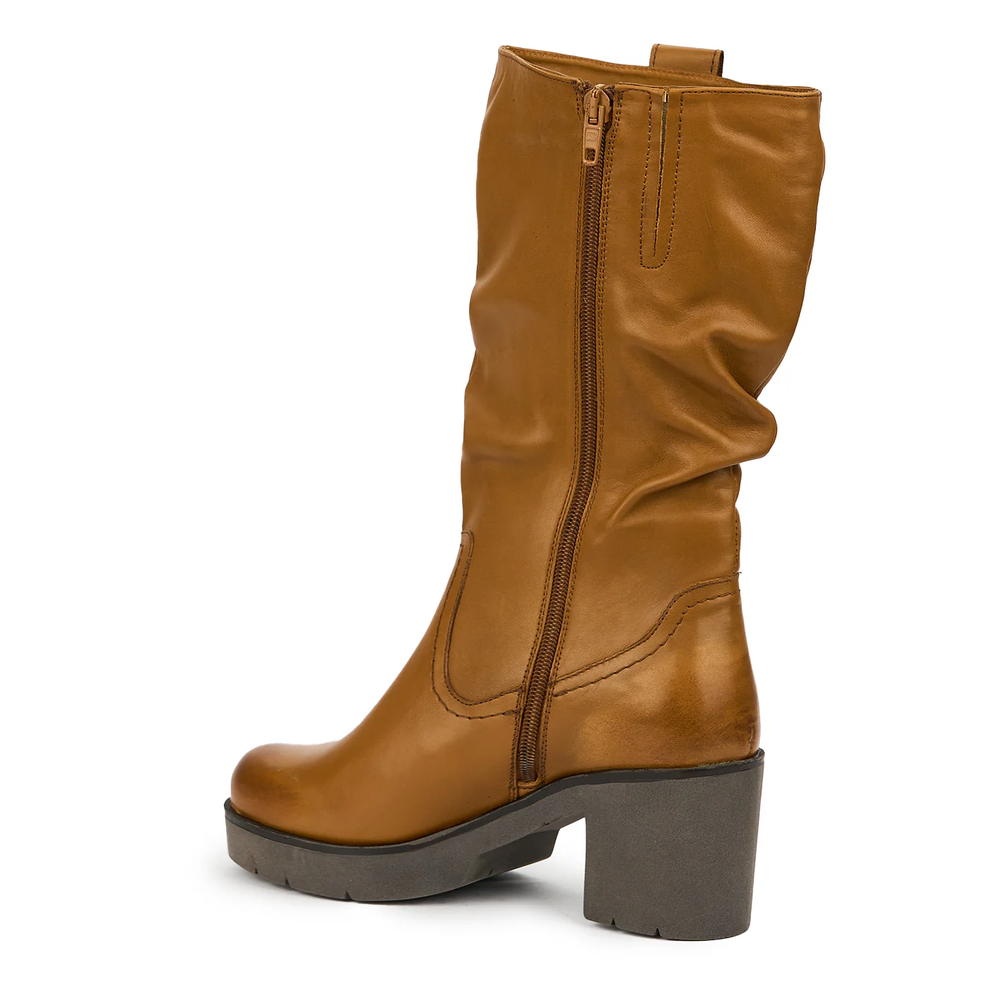 Cizme dama din piele naturala maro cu toc 7 cm 14785 - Image 2