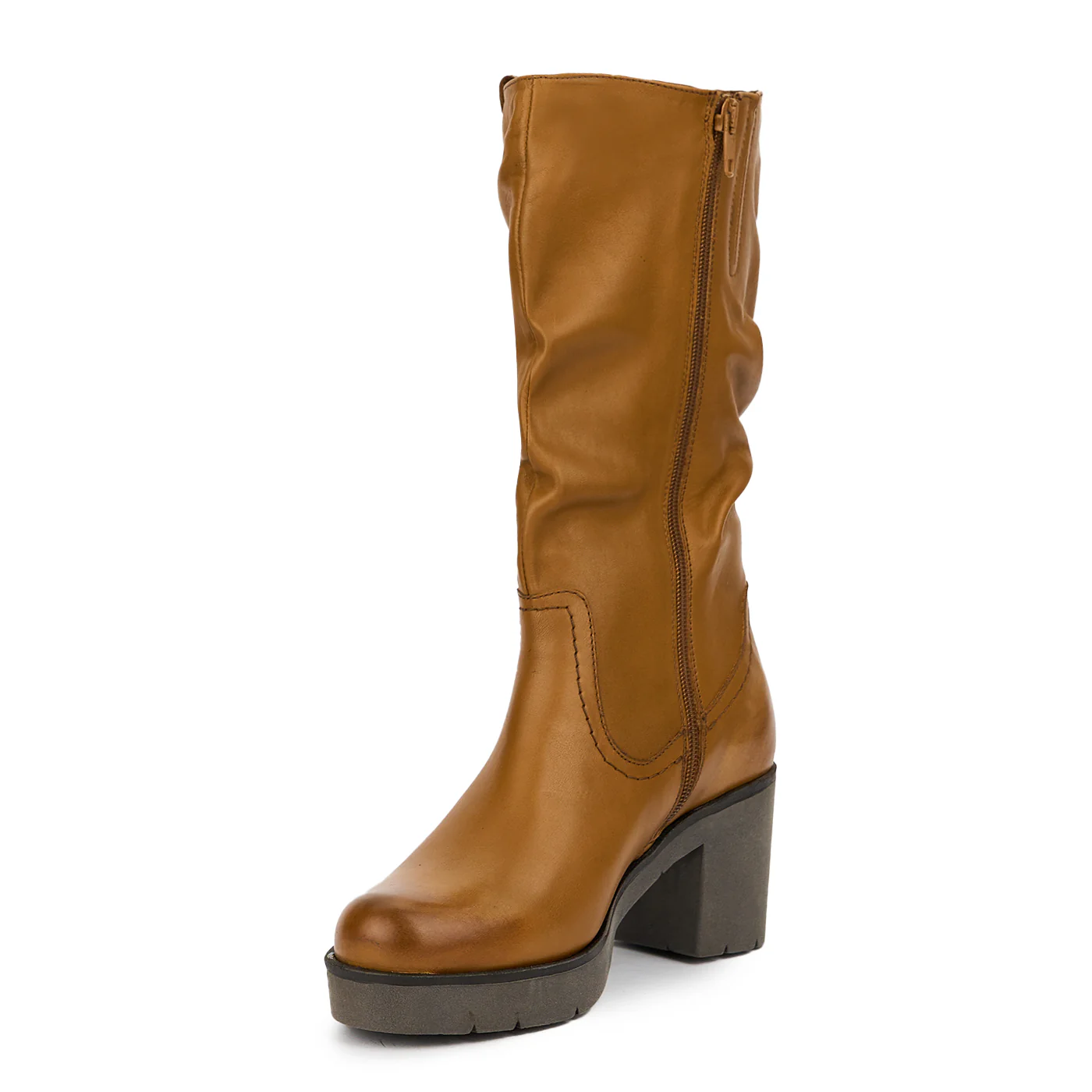 Cizme dama din piele naturala maro cu toc 7 cm 14785 - Image 3