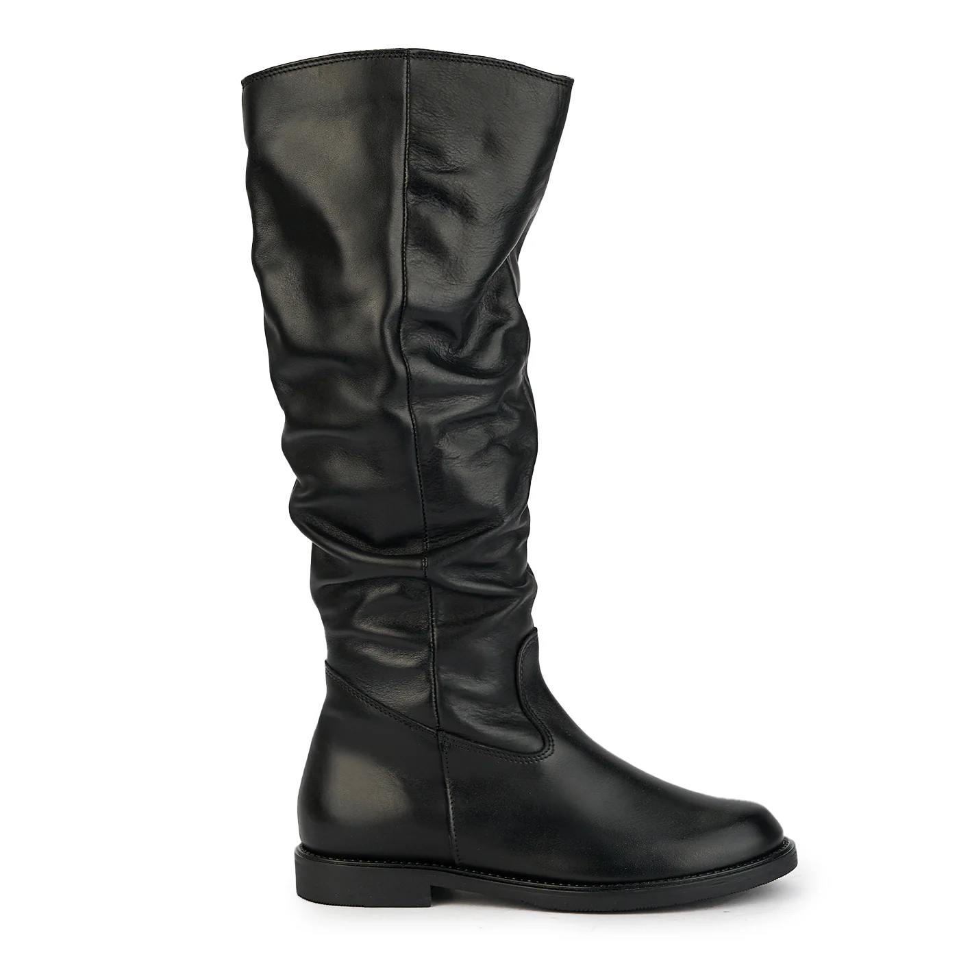 Cizme dama din piele naturala neagra cu elastic pe pulpa 17324