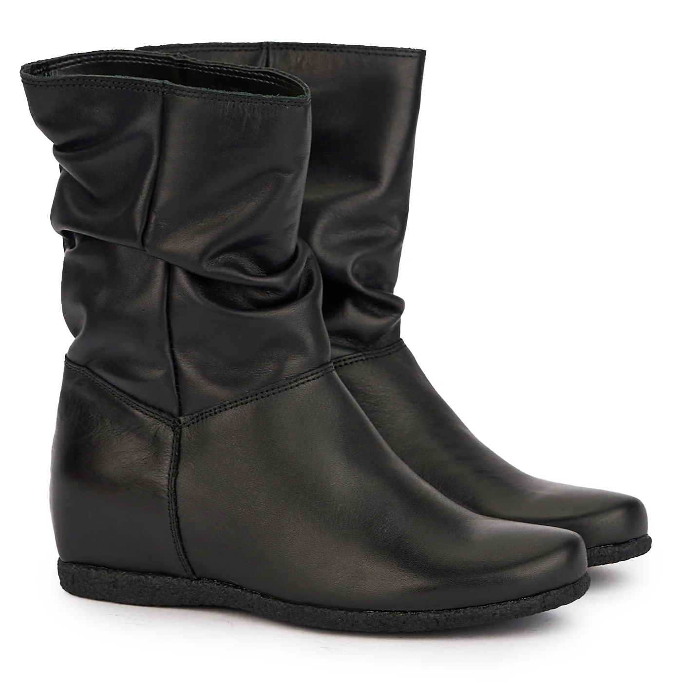 Cizme dama din piele naturala neagra cu platforma ascunsa 17021 - Image 4
