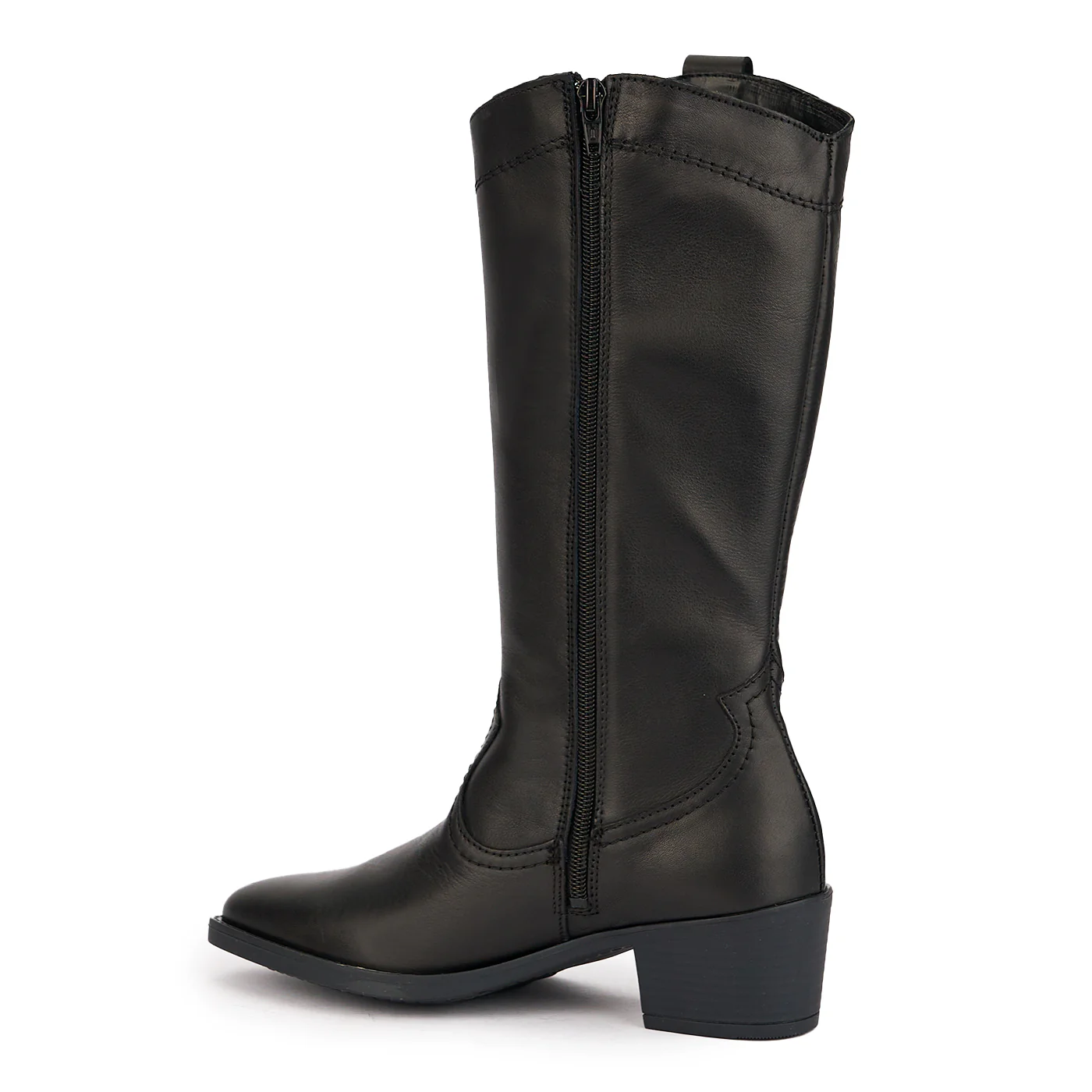Cizme dama din piele naturala neagra cu toc 5 cm 17032 - Image 2