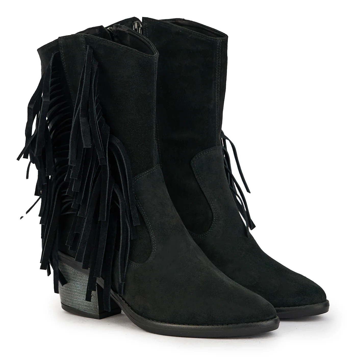 Cizme dama din piele naturala neagra cu toc 7 cm 17341 - Image 4
