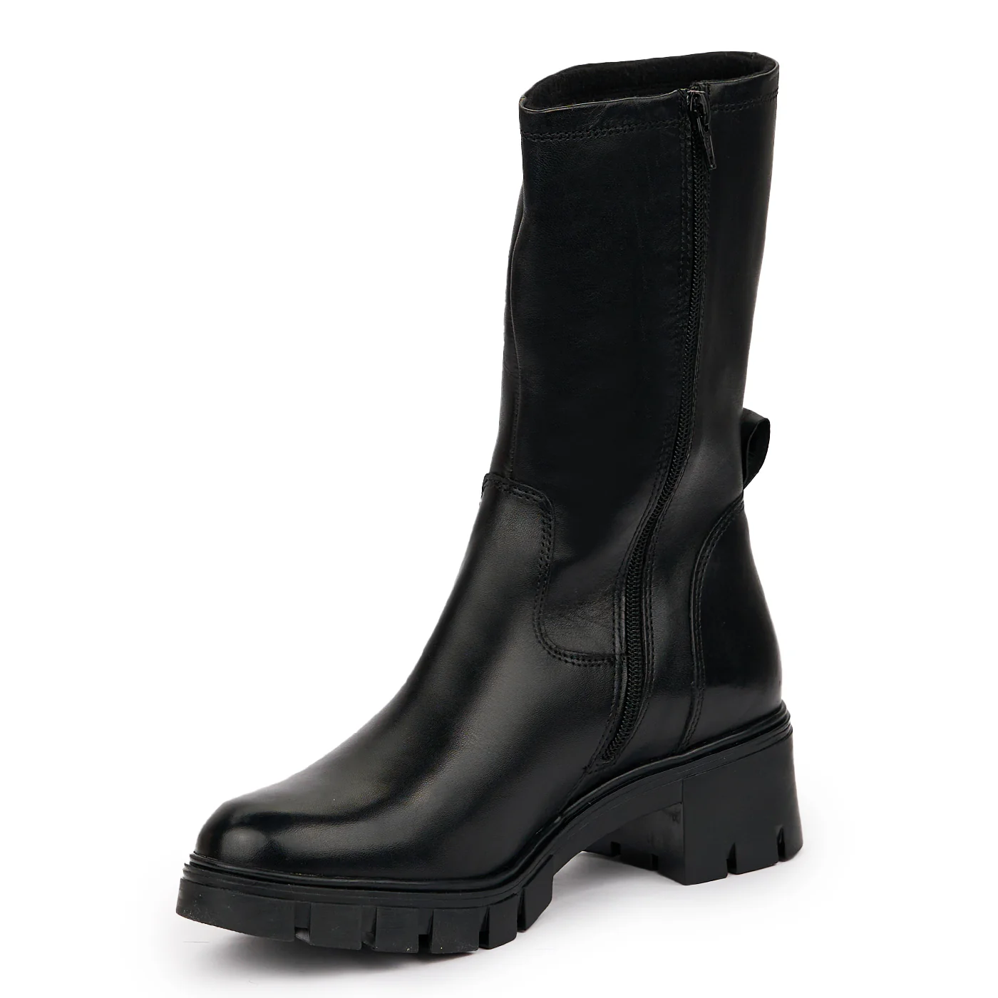 Cizme dama din piele naturala neagra cu toc gros 14247 - Image 3