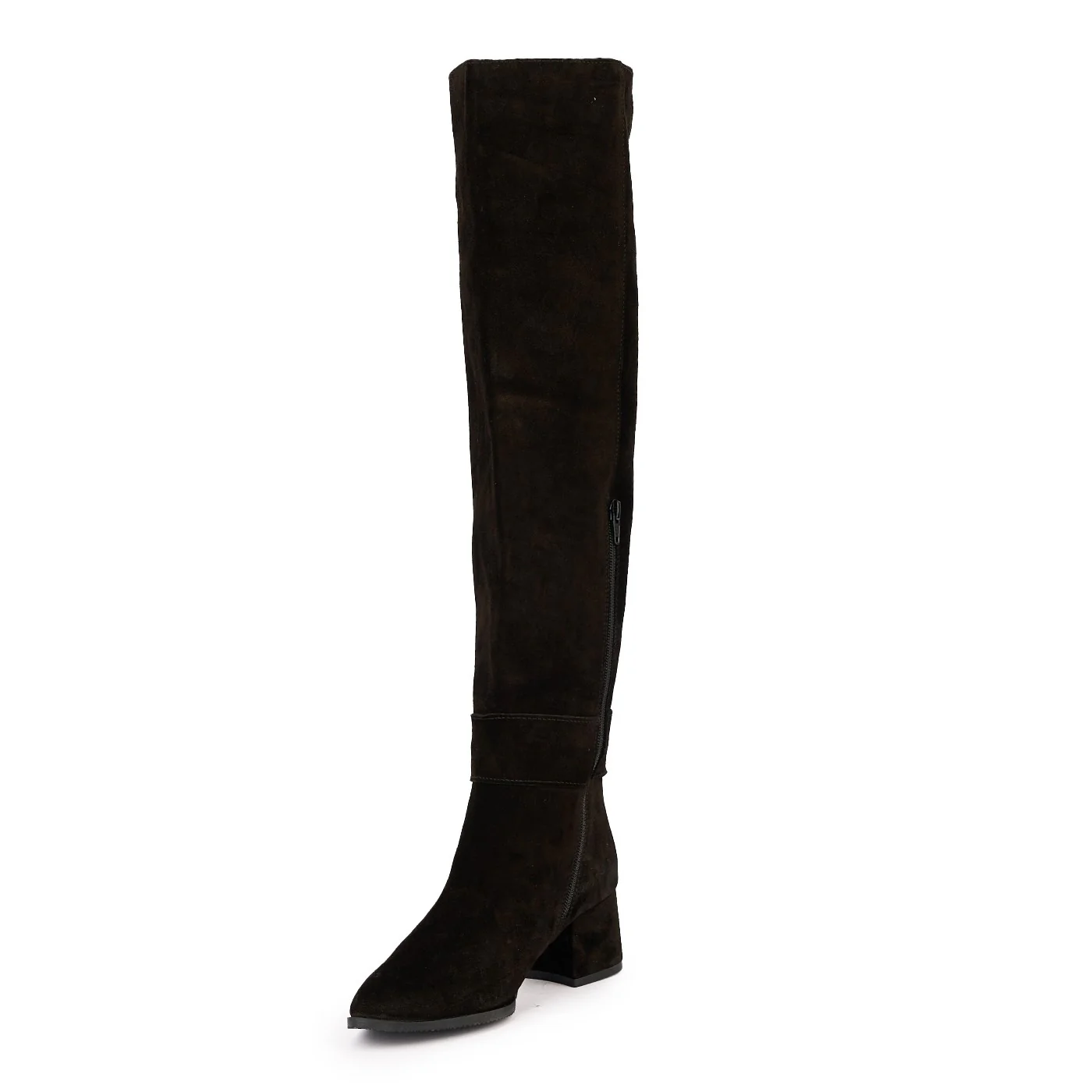 Cizme dama din piele naturala neagra cu toc gros 6 cm 17137 - Image 3