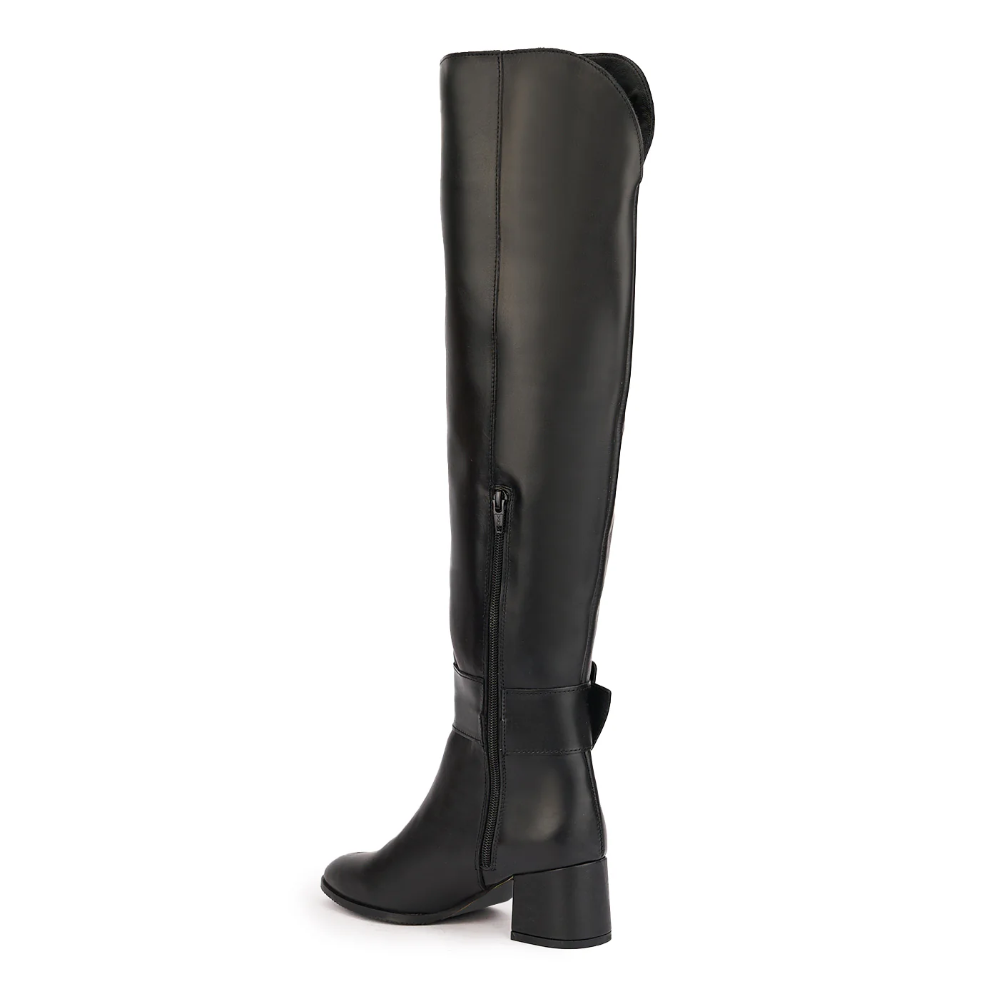 Cizme dama din piele naturala neagra cu toc gros 6 cm 17138 - Image 2
