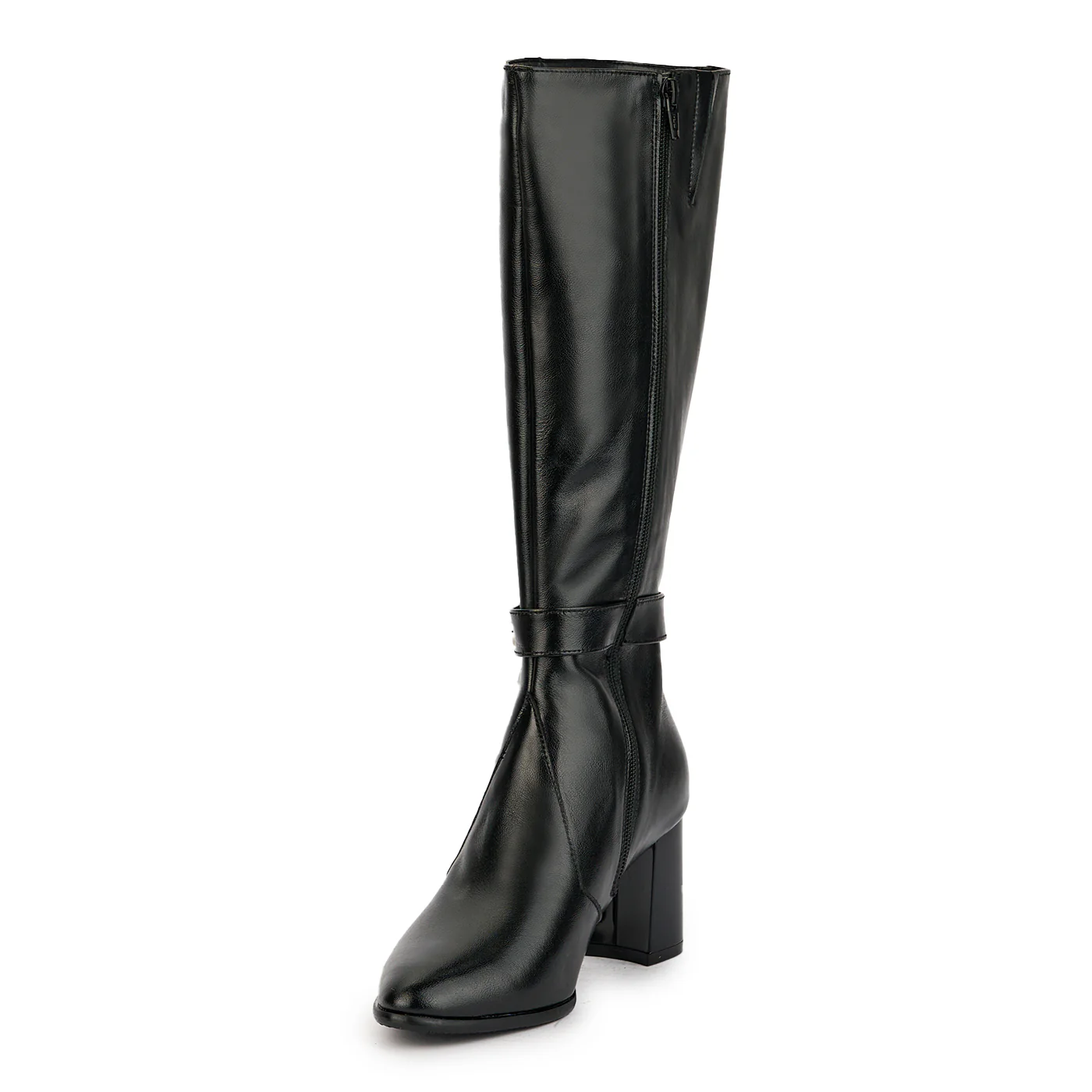 Cizme dama din piele naturala neagra cu toc gros 7.5 cm 17369 - Image 3