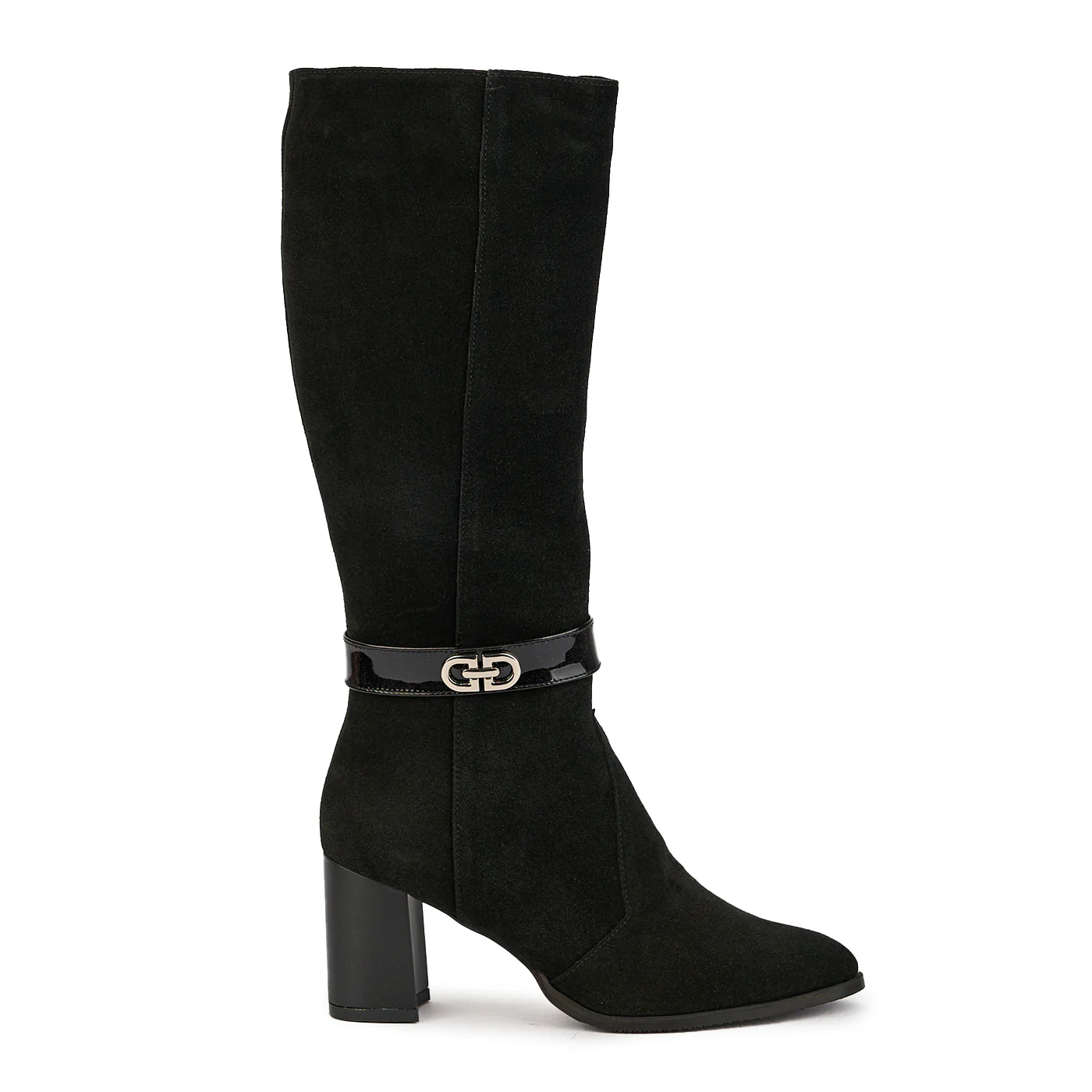 Cizme dama din piele naturala neagra cu toc gros 7.5 cm 17370