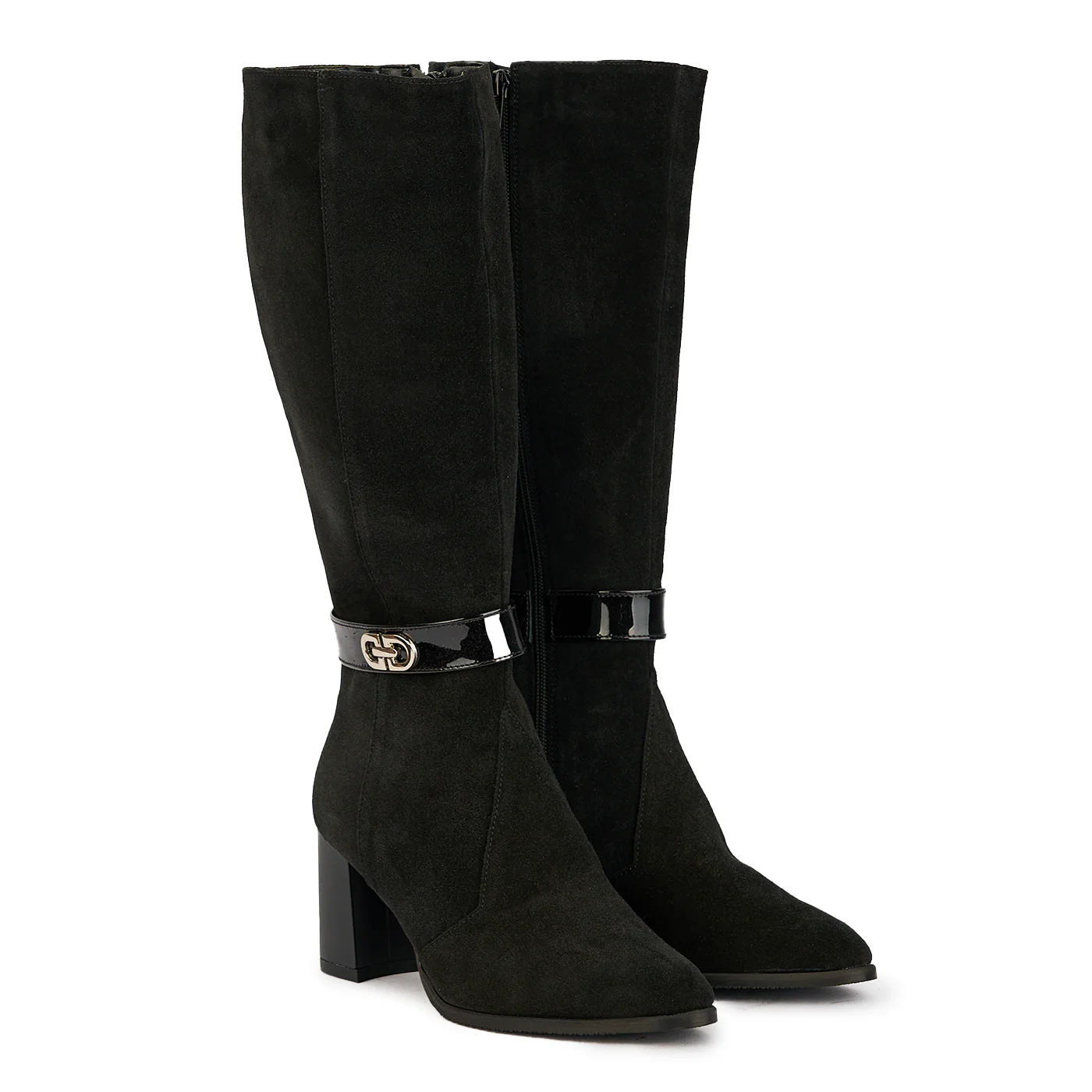 Cizme dama din piele naturala neagra cu toc gros 7.5 cm 17370 - Image 4
