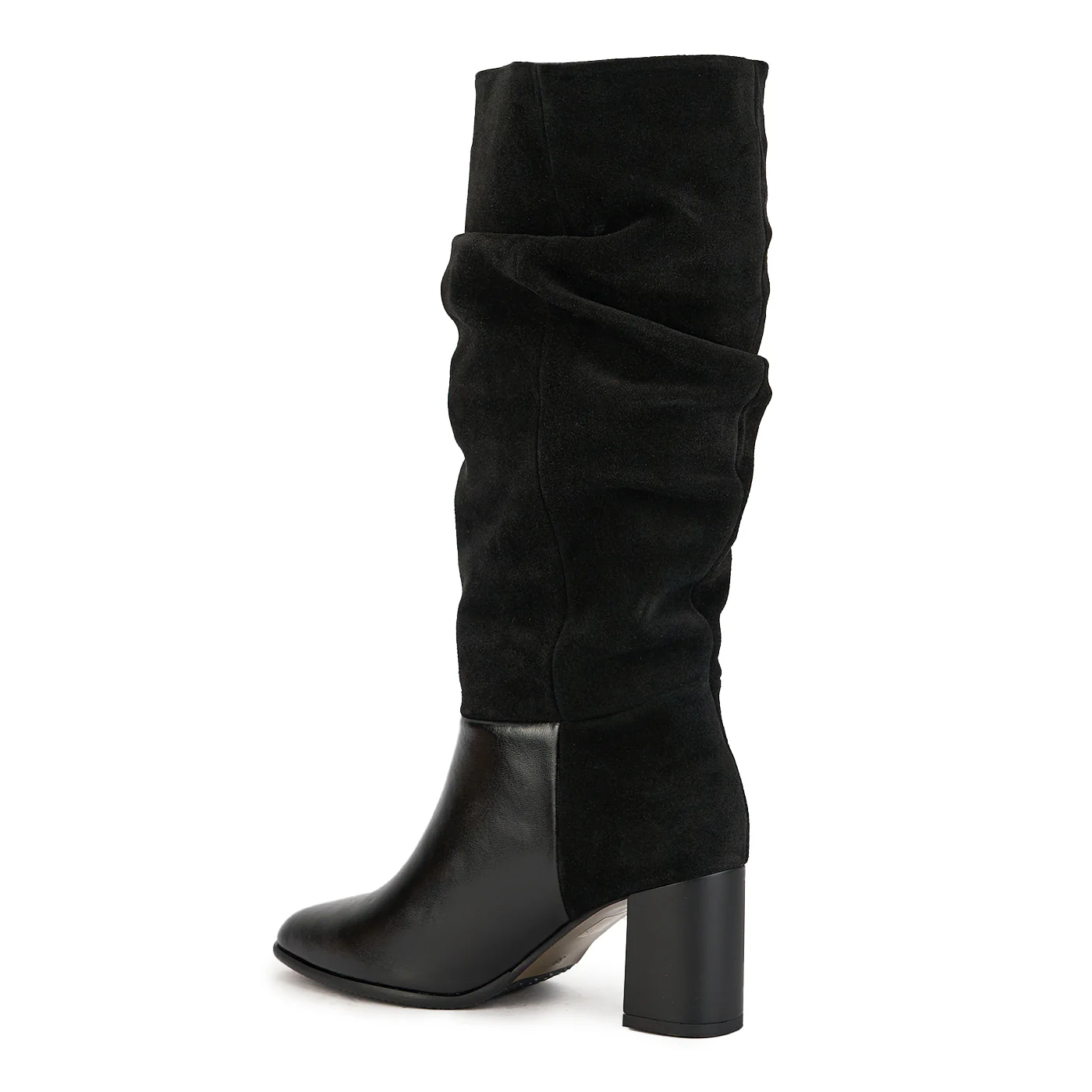 Cizme dama din piele naturala neagra cu toc gros 7.5 cm 17371 - Image 2